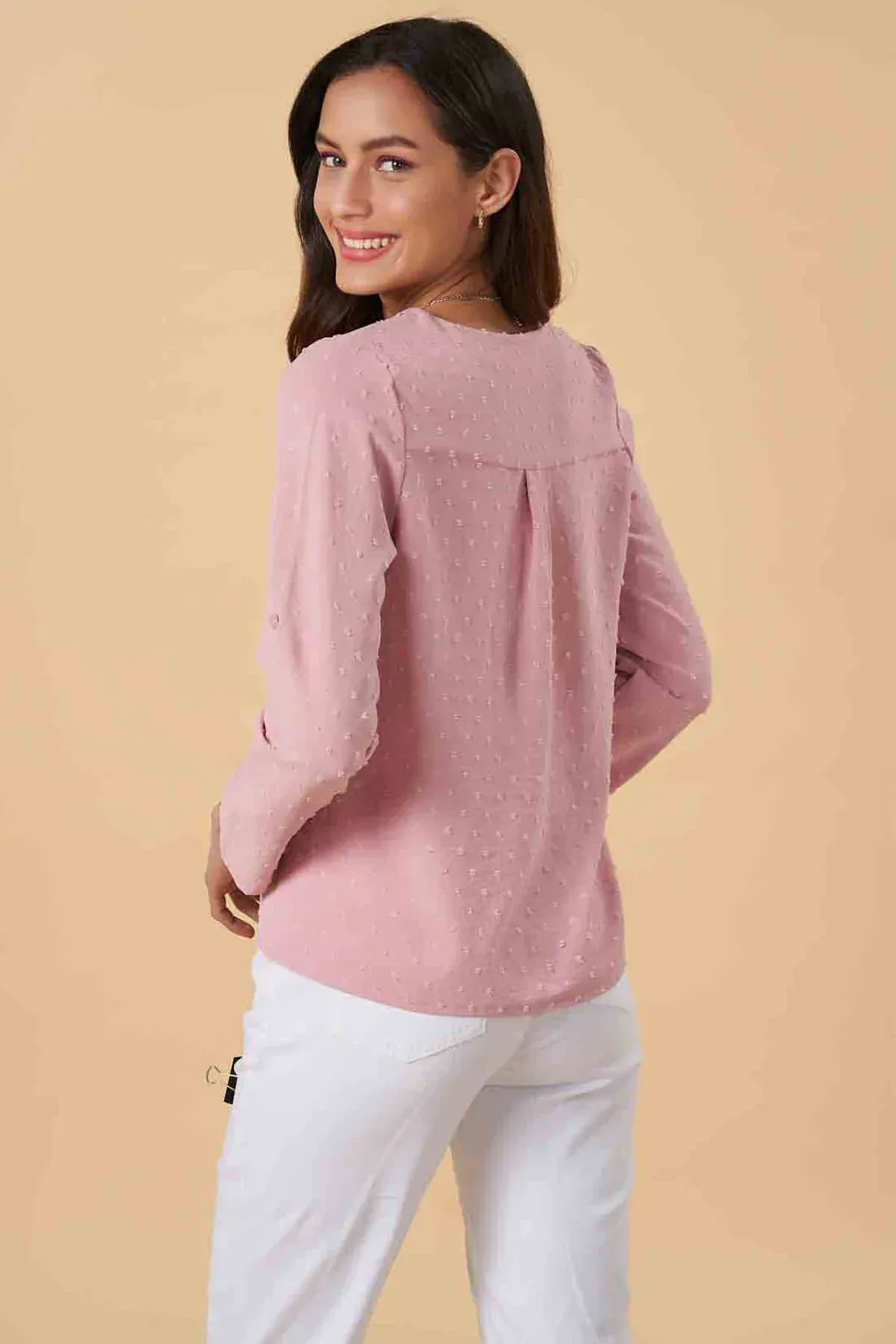 SOLID SHIRT FOR WOMEN - PINK - Image 3