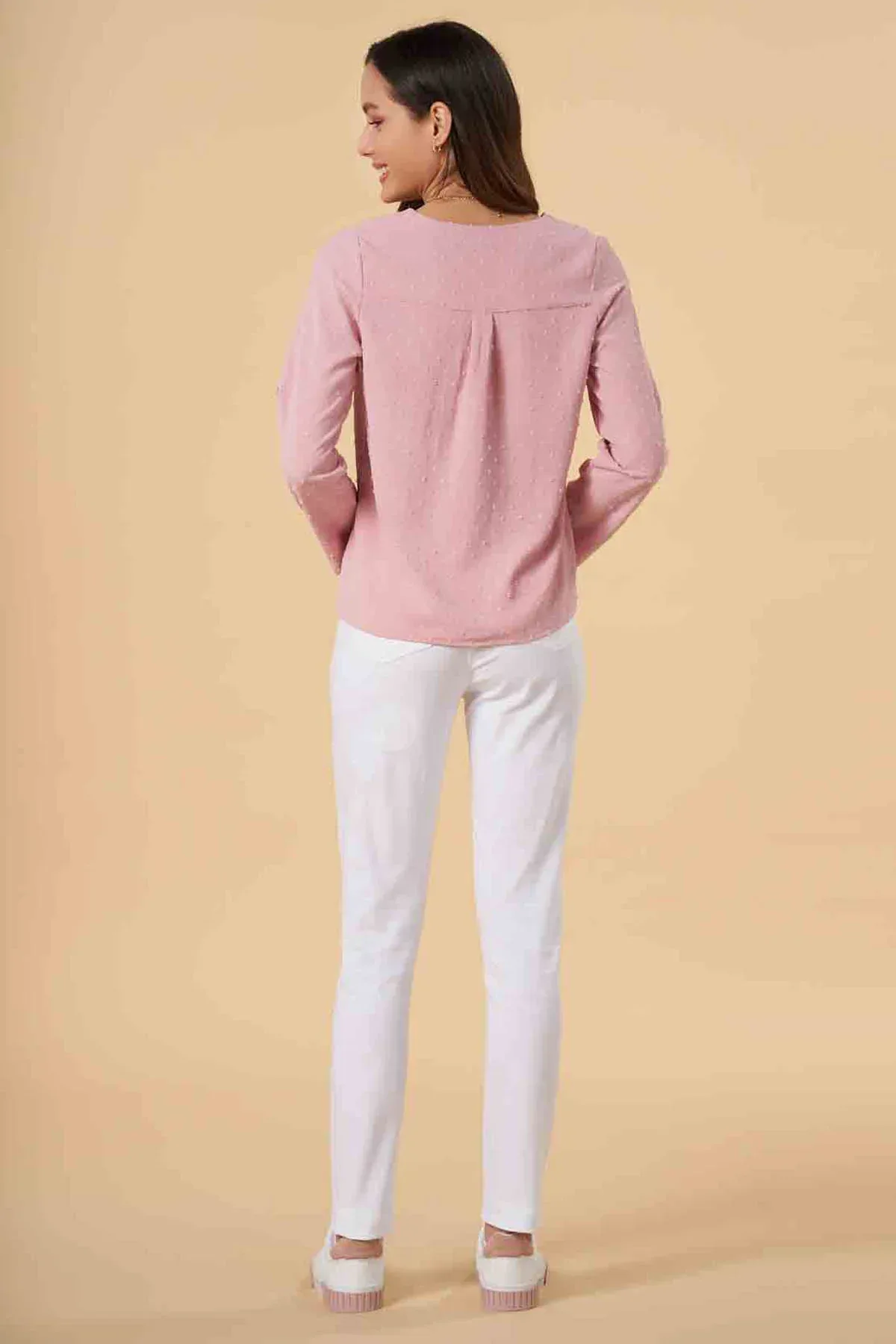 SOLID SHIRT FOR WOMEN - PINK - Image 4