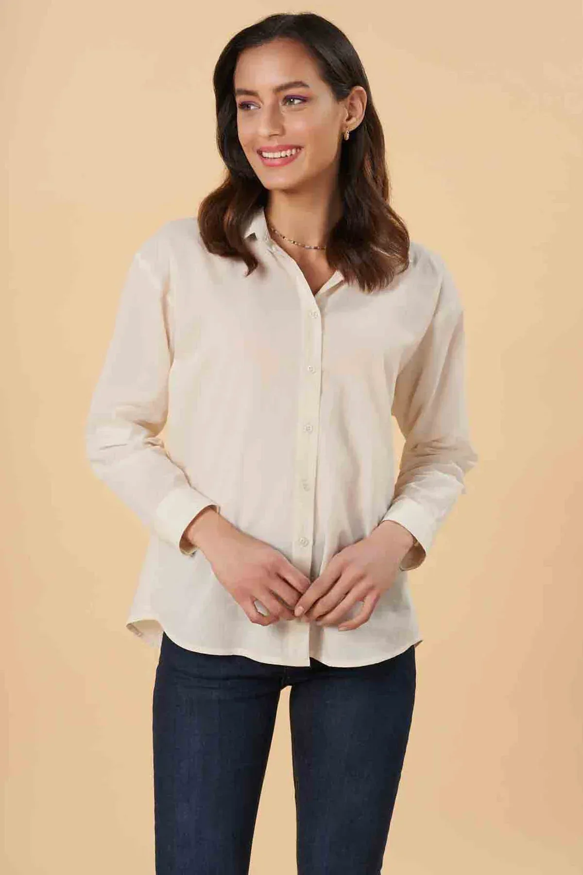 OVERSIZED SHIRT FOR WOMEN - ECRU