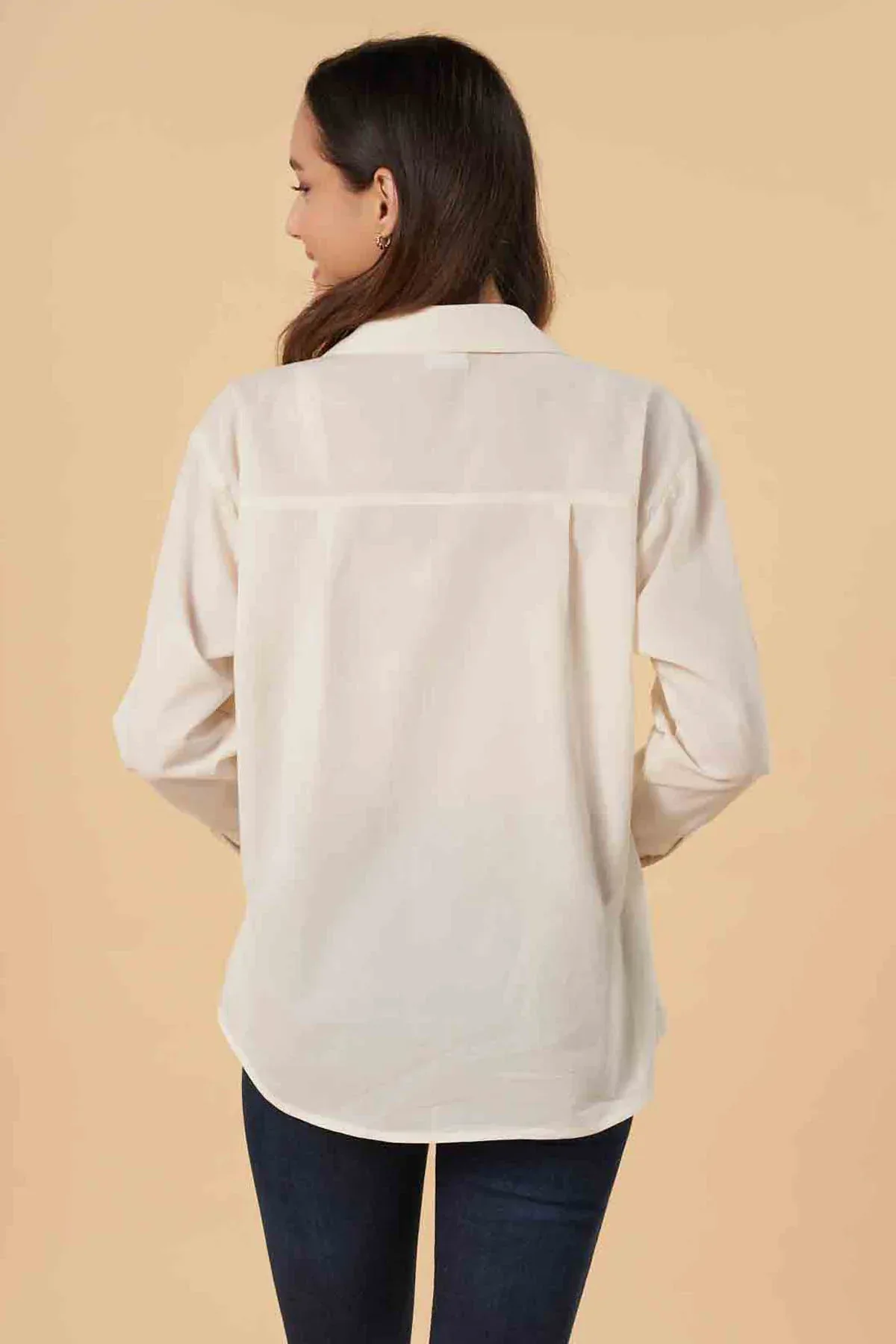 OVERSIZED SHIRT FOR WOMEN - ECRU - Image 2