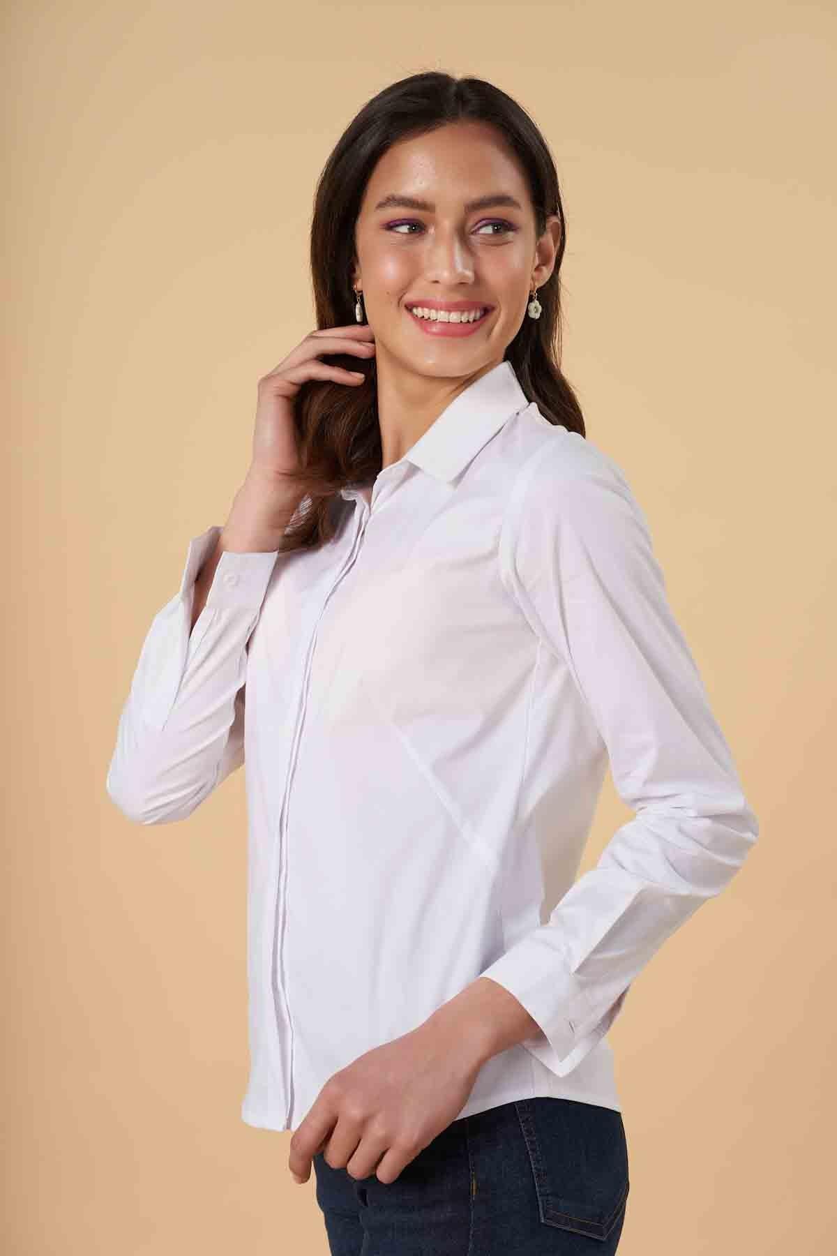 SOLID SHIRT FOR WOMEN - WHITE