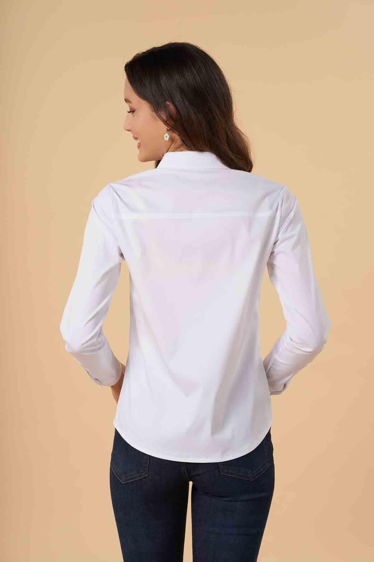 SOLID SHIRT FOR WOMEN - WHITE - Image 2