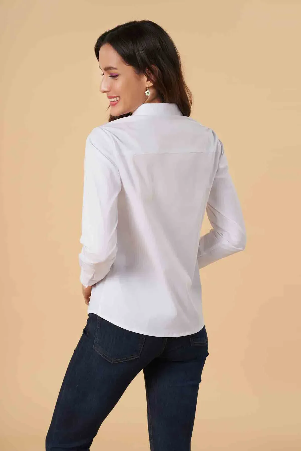 SOLID SHIRT FOR WOMEN - WHITE - Image 3