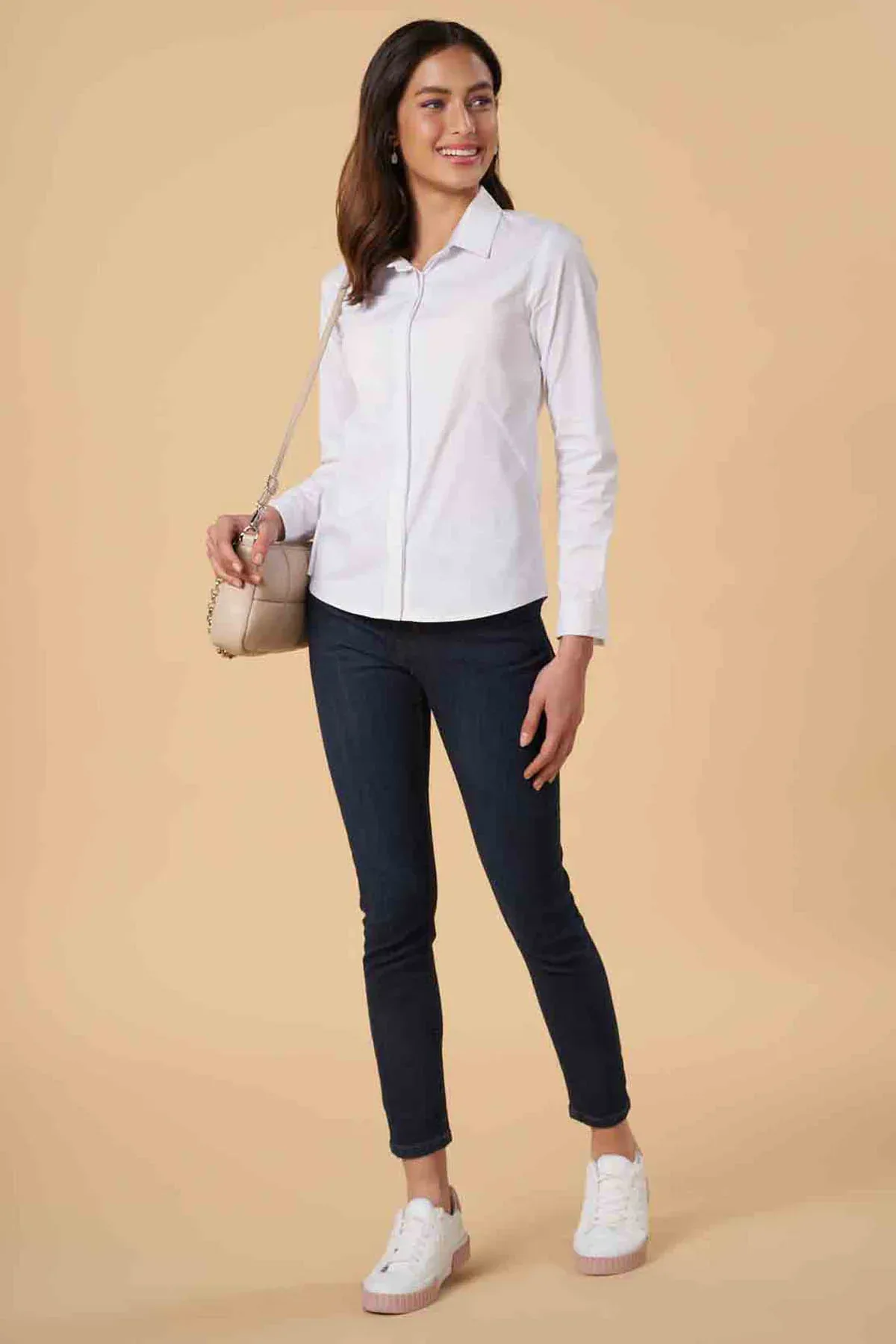 SOLID SHIRT FOR WOMEN - WHITE - Image 4