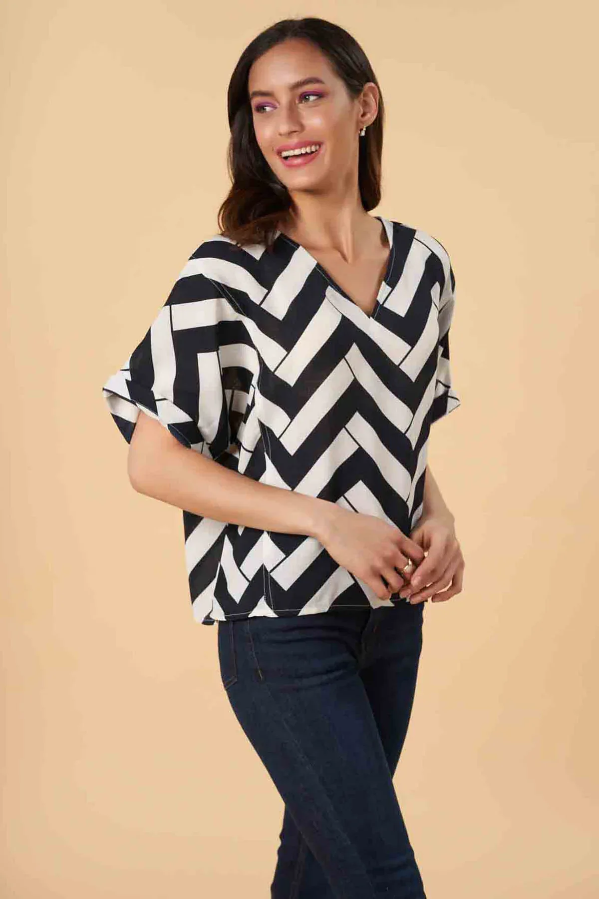 PRINTED SHIRT FOR WOMEN - NAVY - Image 4