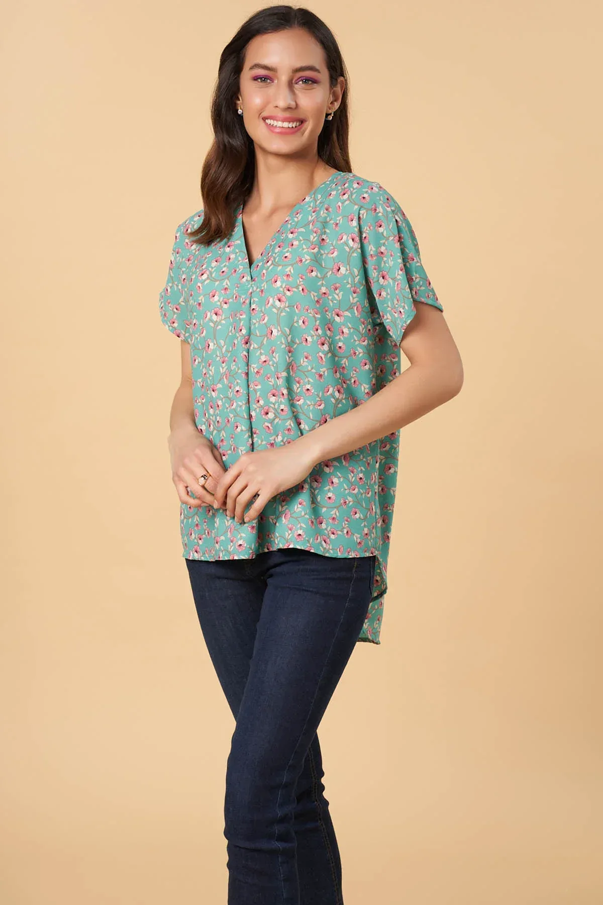 PRINTED SHIRT FOR WOMEN - GREEN
