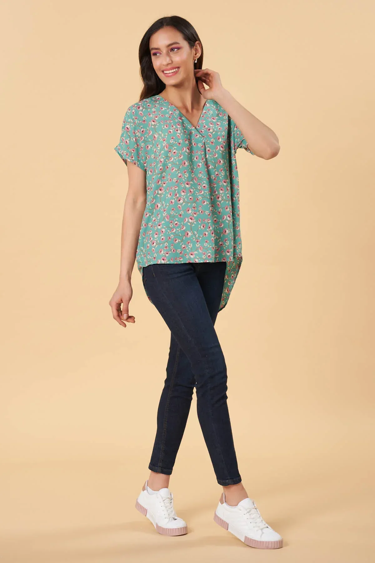 PRINTED SHIRT FOR WOMEN - GREEN - Image 4