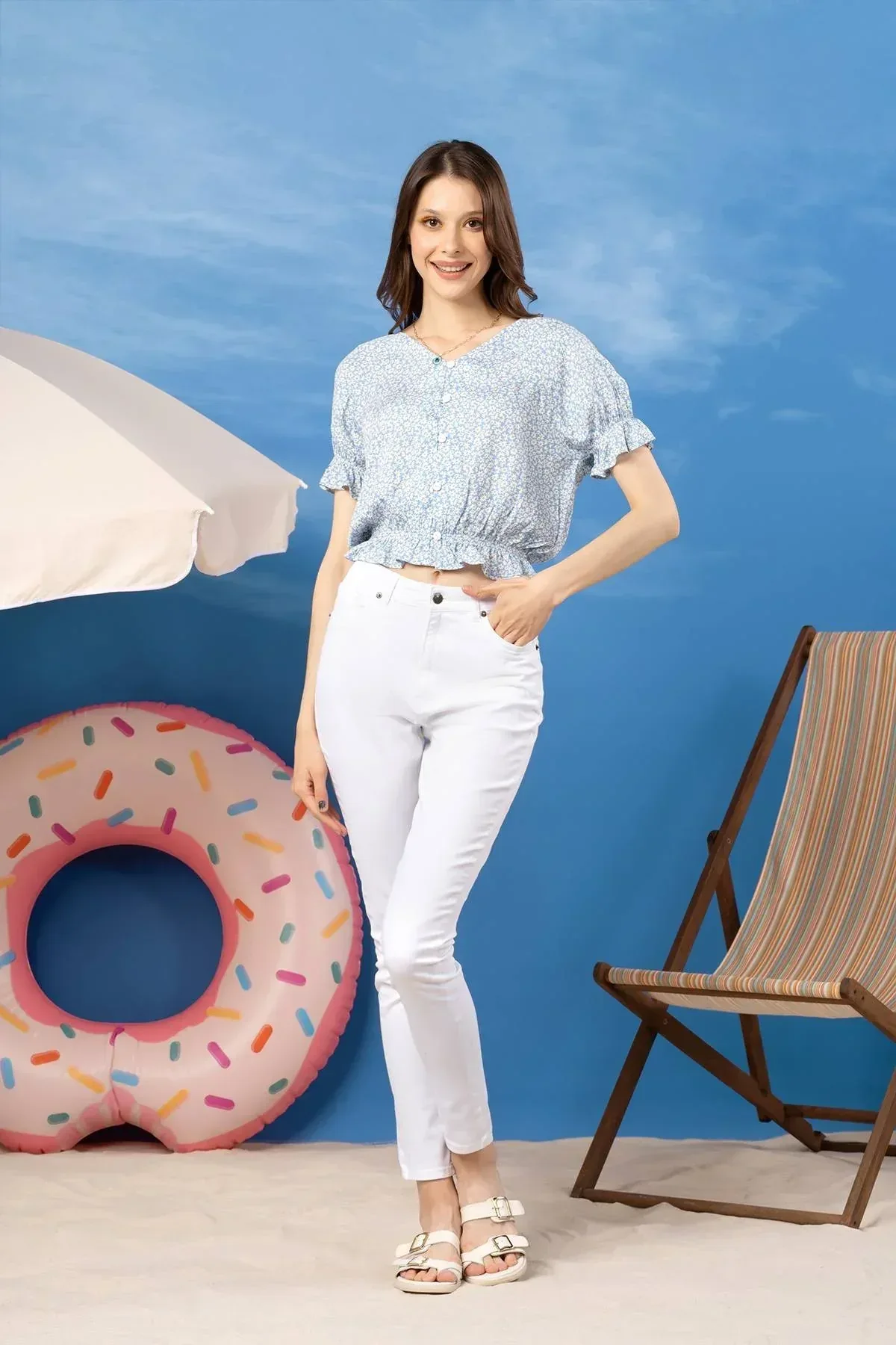 PRINTED SHIRT FOR WOMEN - BLUE