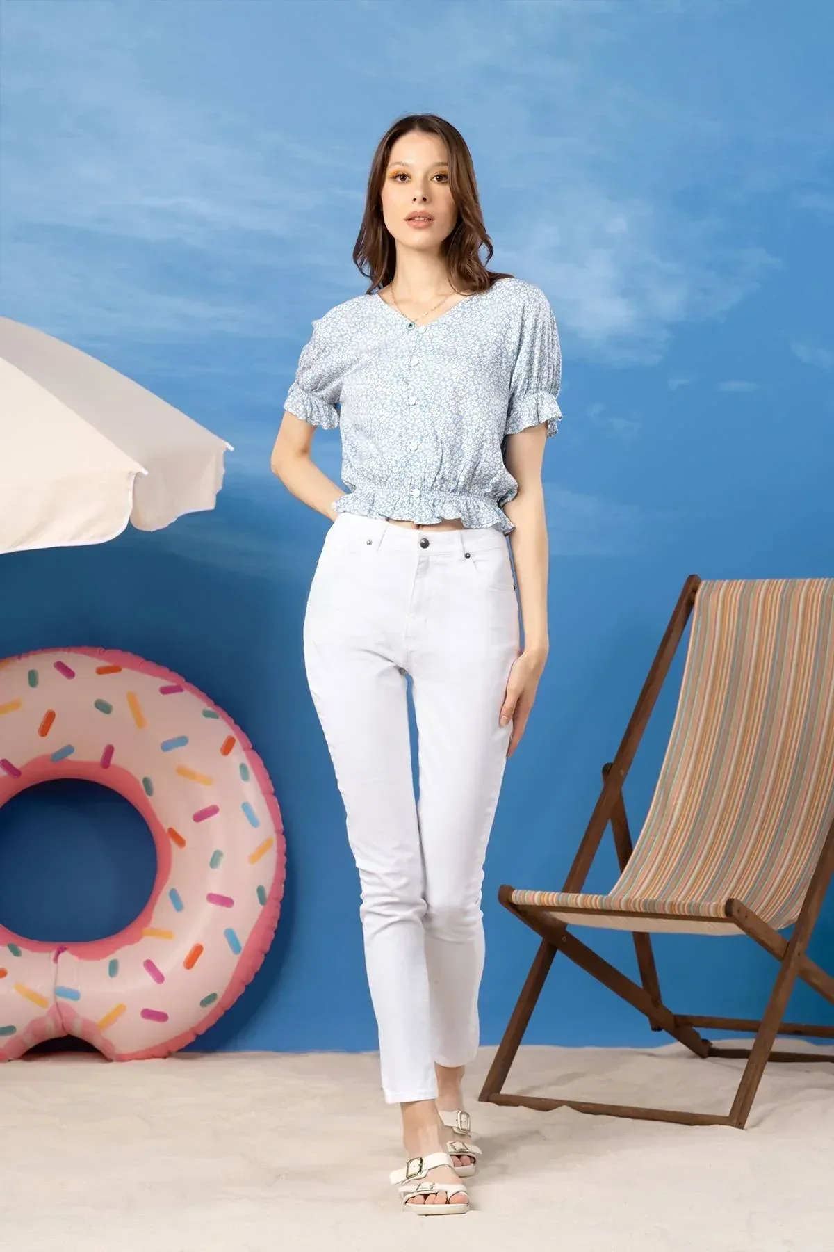 PRINTED SHIRT FOR WOMEN - BLUE - Image 2