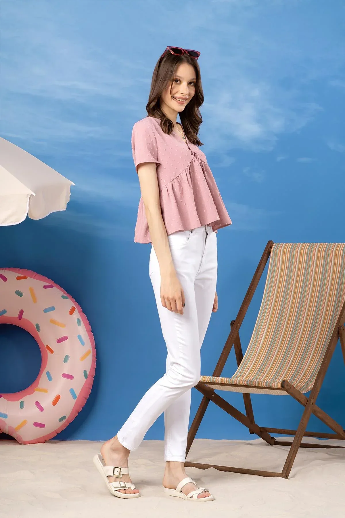 SOLID SHIRT FOR WOMEN - PINK - Image 2