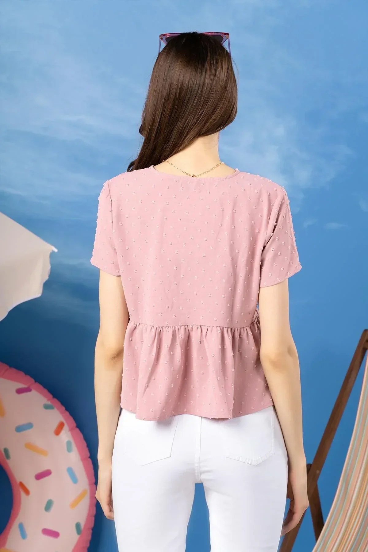 SOLID SHIRT FOR WOMEN - PINK - Image 4