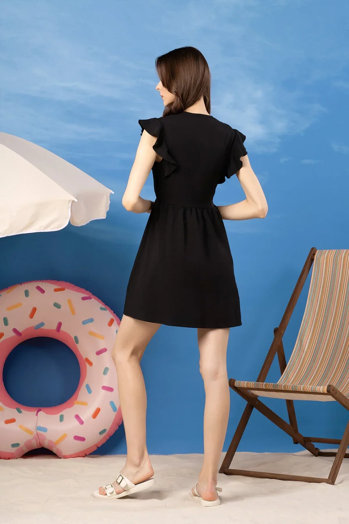 A-LINE SHIRRING MIDI DRESS FOR WOMEN - Image 4