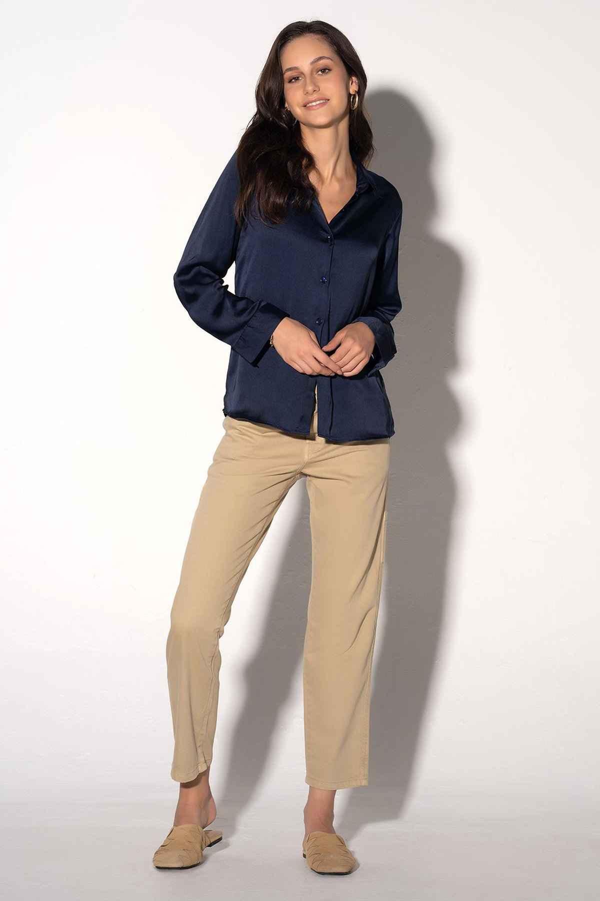SOLID SHIRT FOR WOMEN - NAVY