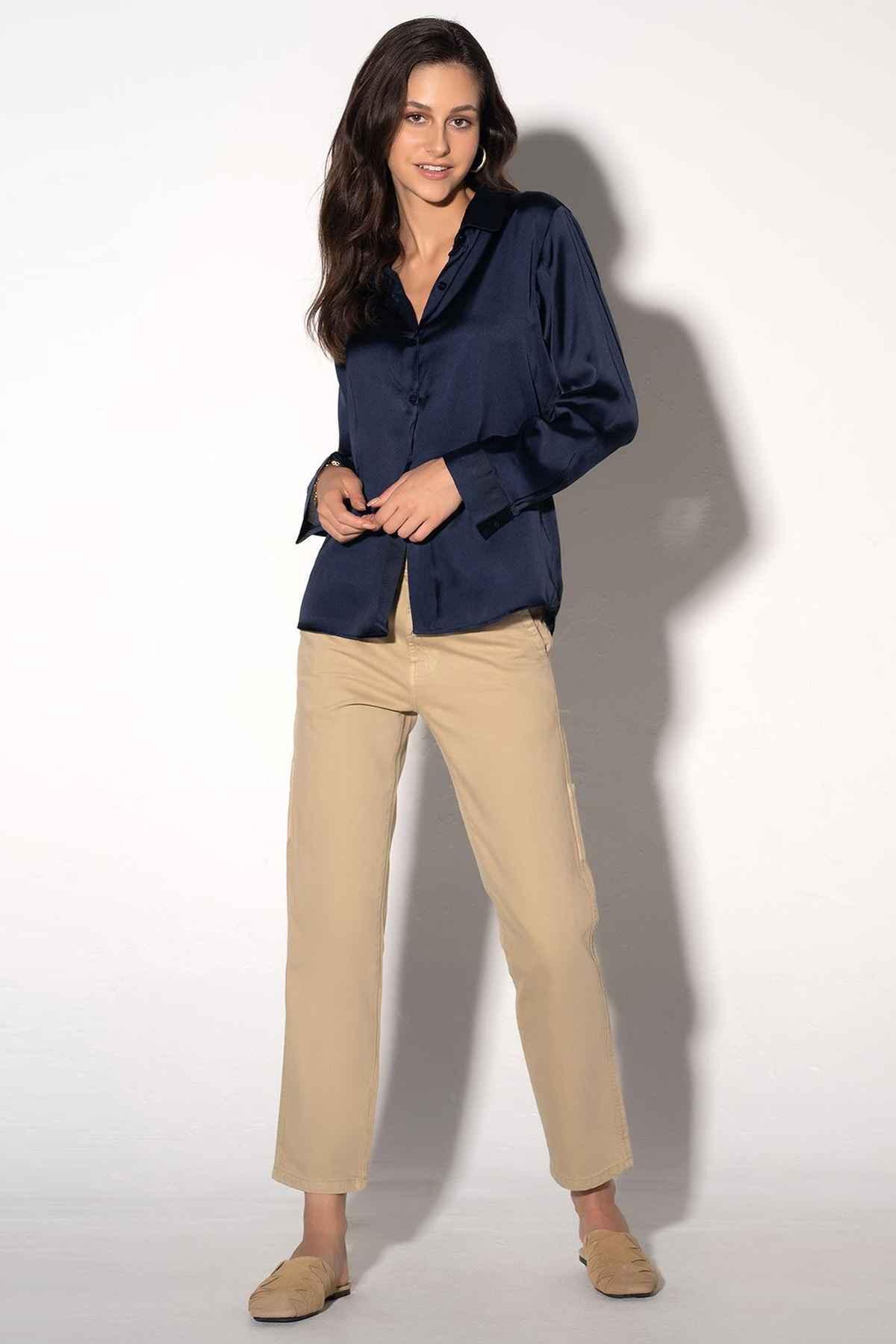 SOLID SHIRT FOR WOMEN - NAVY - Image 2