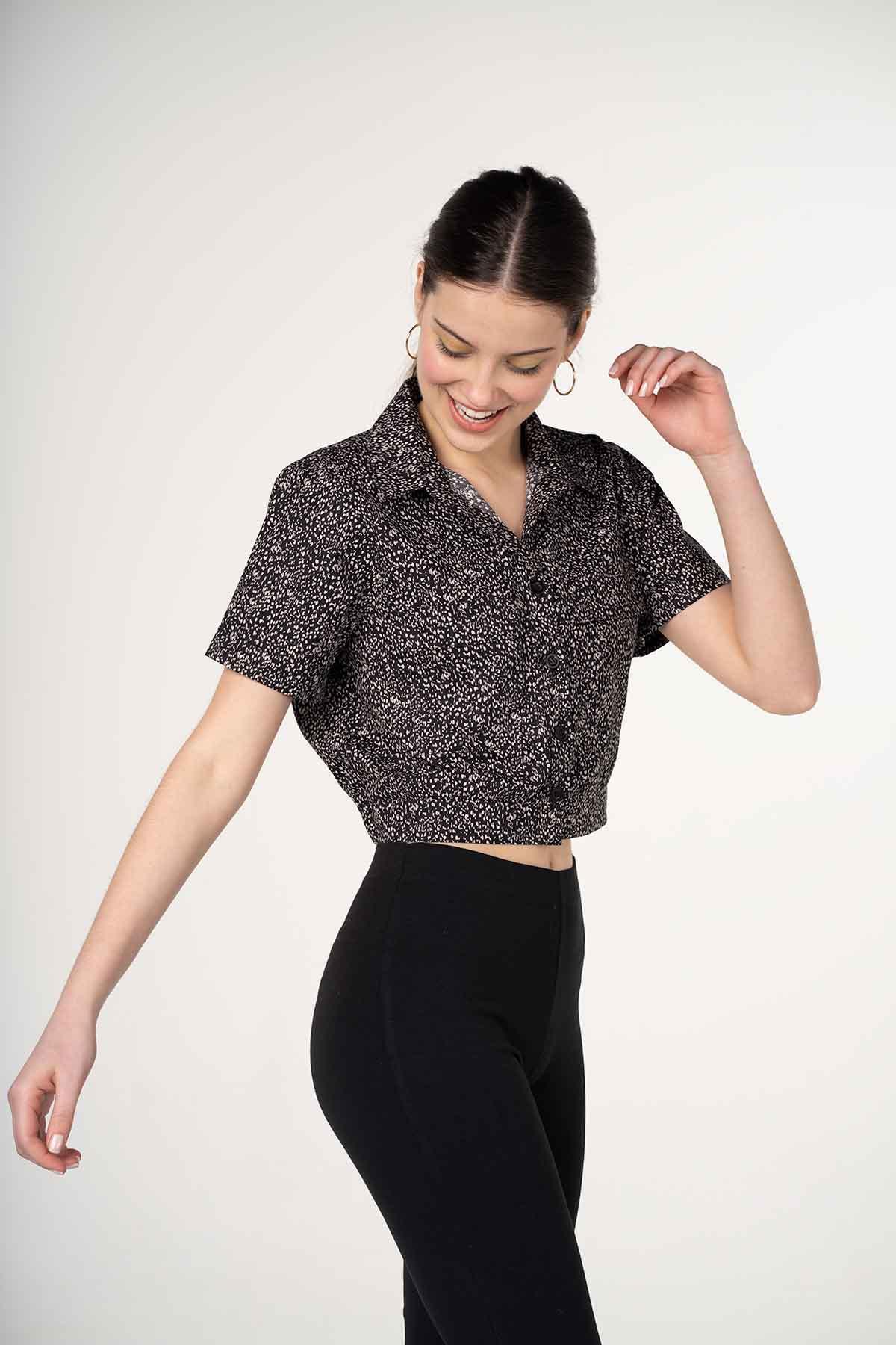 PRINTED SHIRT FOR WOMEN - BLACK - Image 2