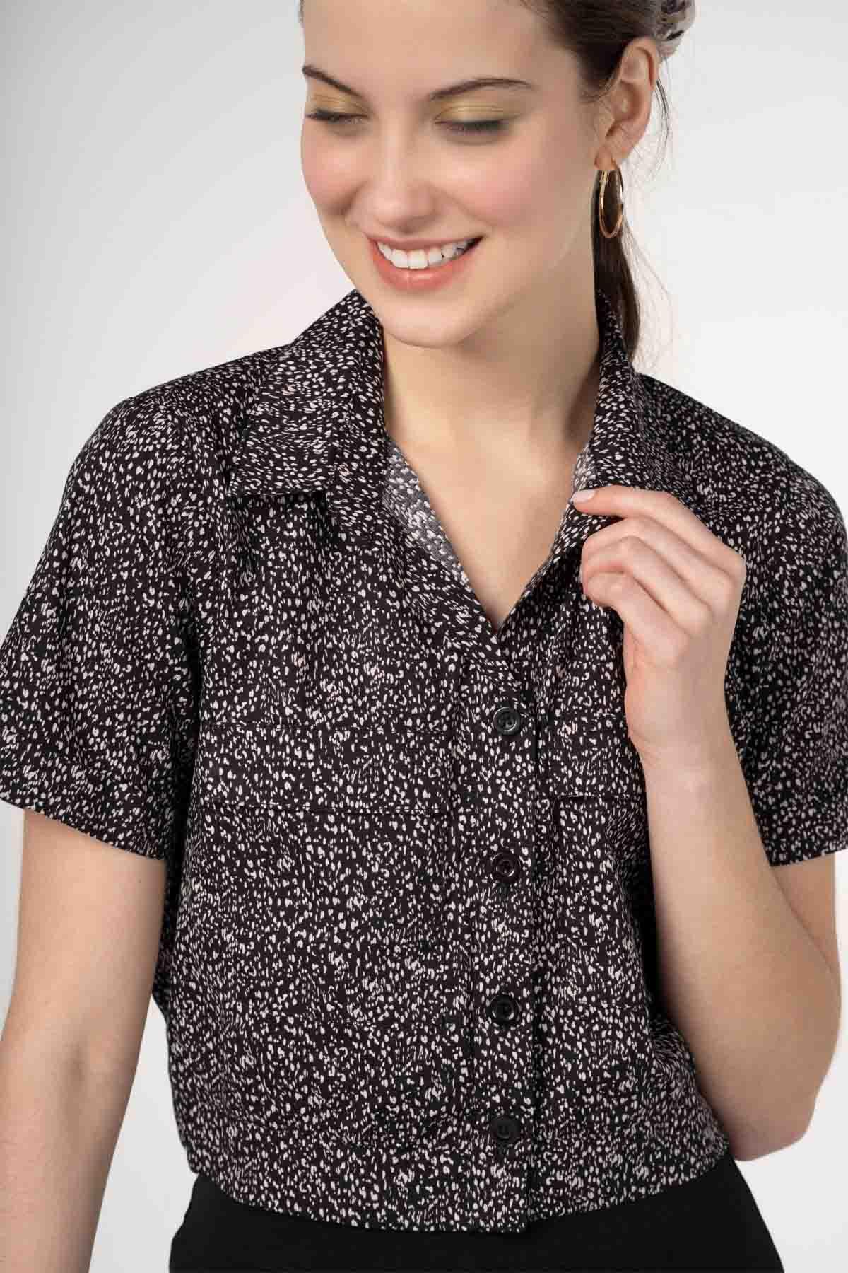 PRINTED SHIRT FOR WOMEN - BLACK - Image 3
