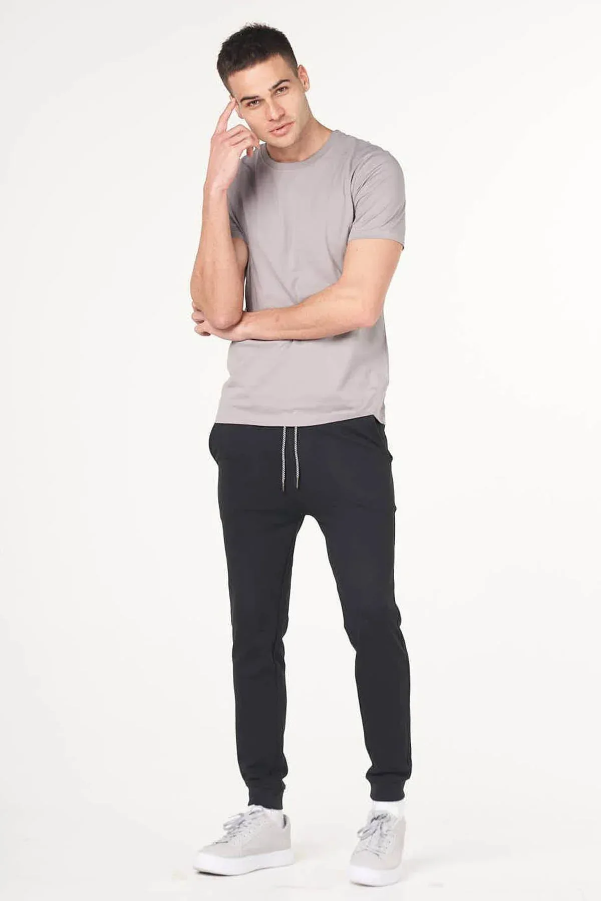 SOLID JOGGER PANT FOR MEN - CHARCOAL - Image 4