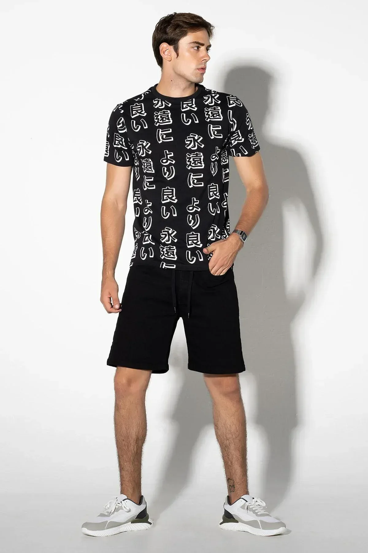 PRINTED T-SHIRT FOR MEN - BLACK - Image 3