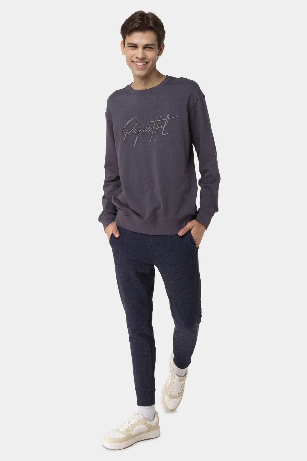 JOGGER PANT FOR MEN - NAVY MELANGE - Image 4