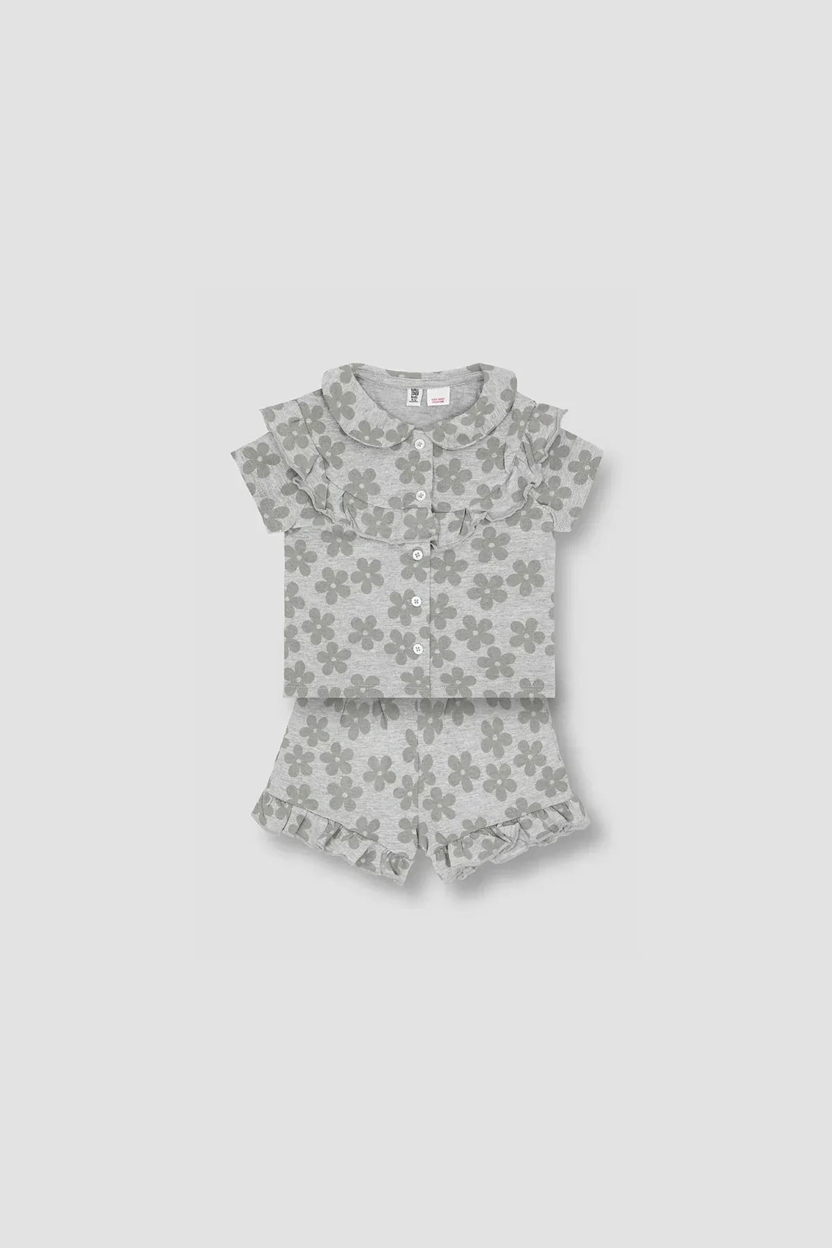 PRINTED SET FOR BABY GIRLS - HEATHER GREY