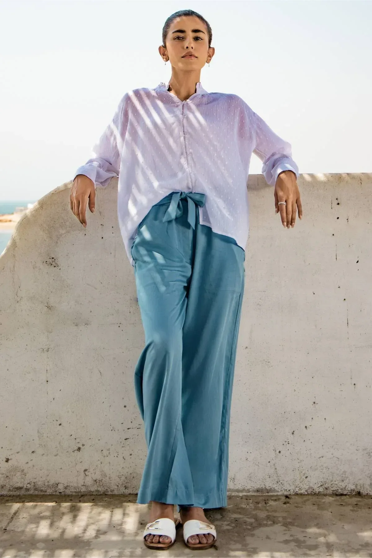 WIDE LEG TROUSER FOR WOMEN - BLUE - Image 2