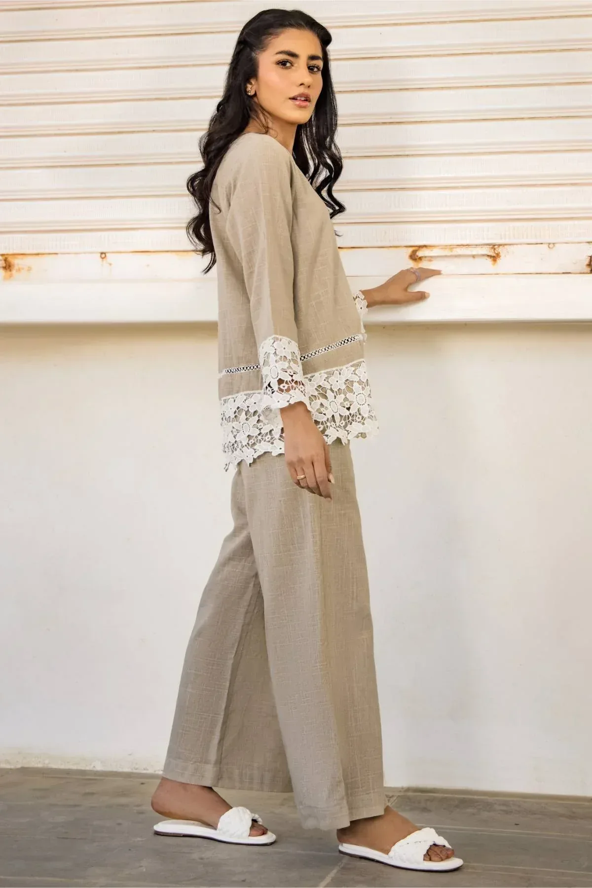 WIDE LEG TROUSER FOR WOMEN - BEIGE - Image 2