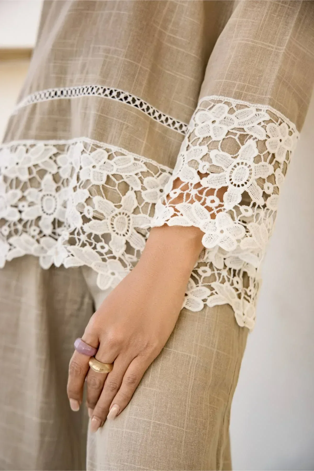 WIDE LEG TROUSER FOR WOMEN - BEIGE - Image 4