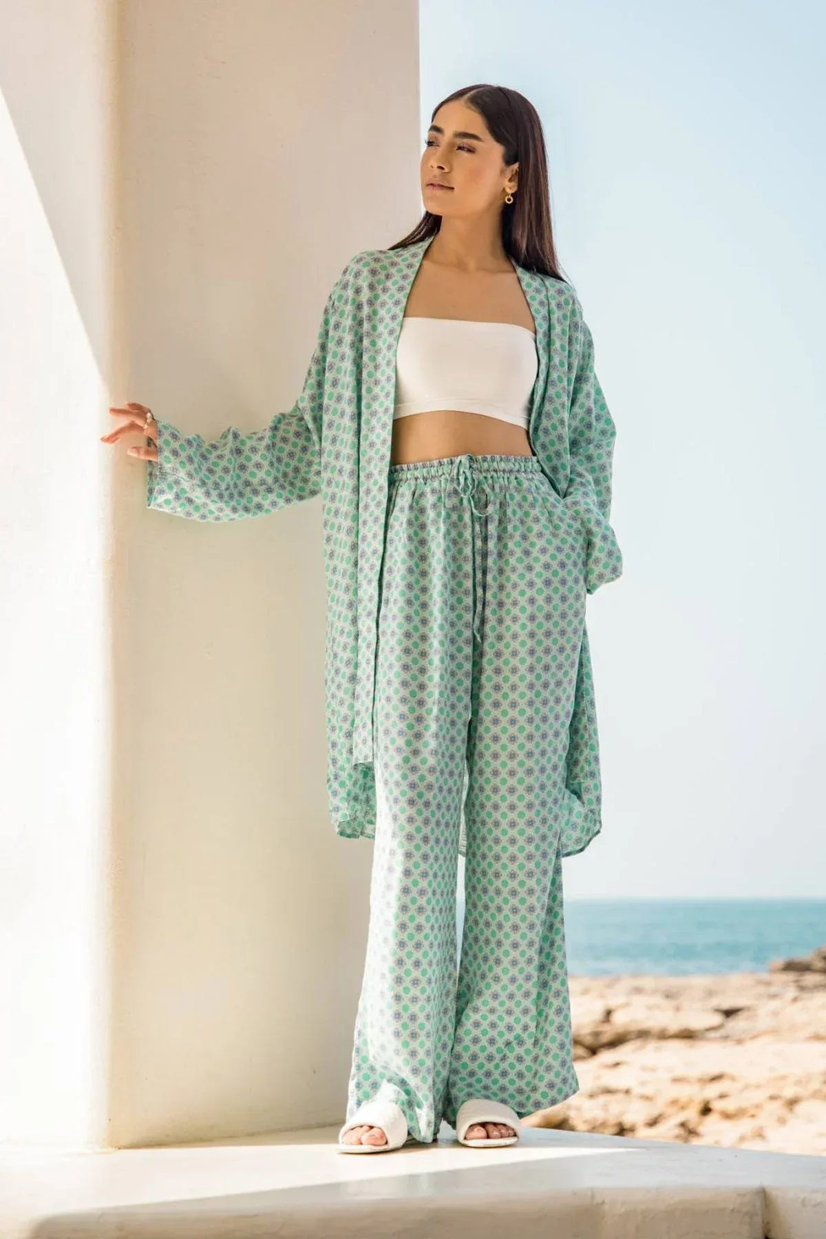 GEOMETRICAL CO-ORD SET FOR WOMEN - GREEN