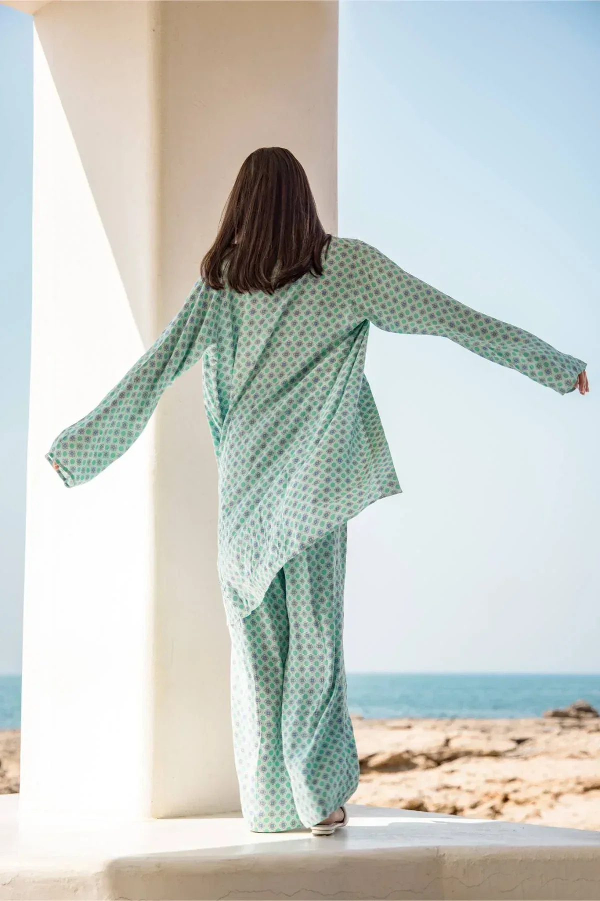 GEOMETRICAL CO-ORD SET FOR WOMEN - GREEN - Image 2