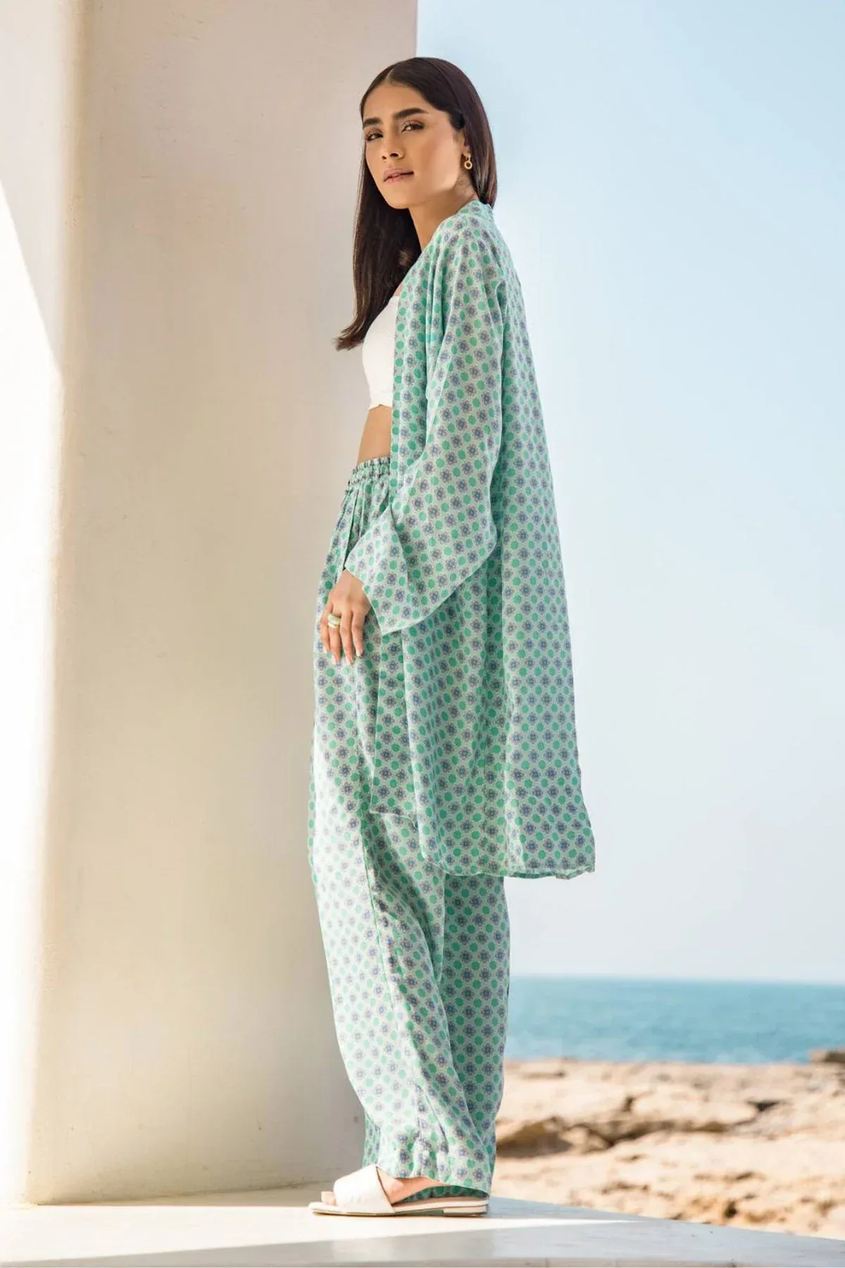 GEOMETRICAL CO-ORD SET FOR WOMEN - GREEN - Image 3