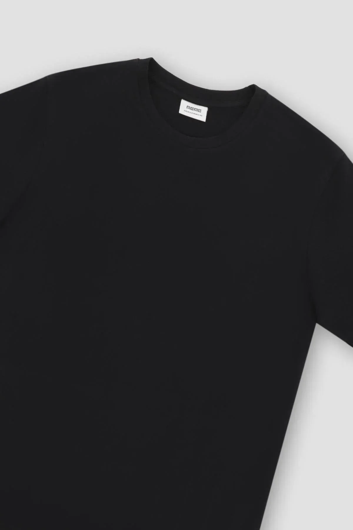 CREW NECK SOLID T-SHIRT FOR MEN - BLACK - Image 2
