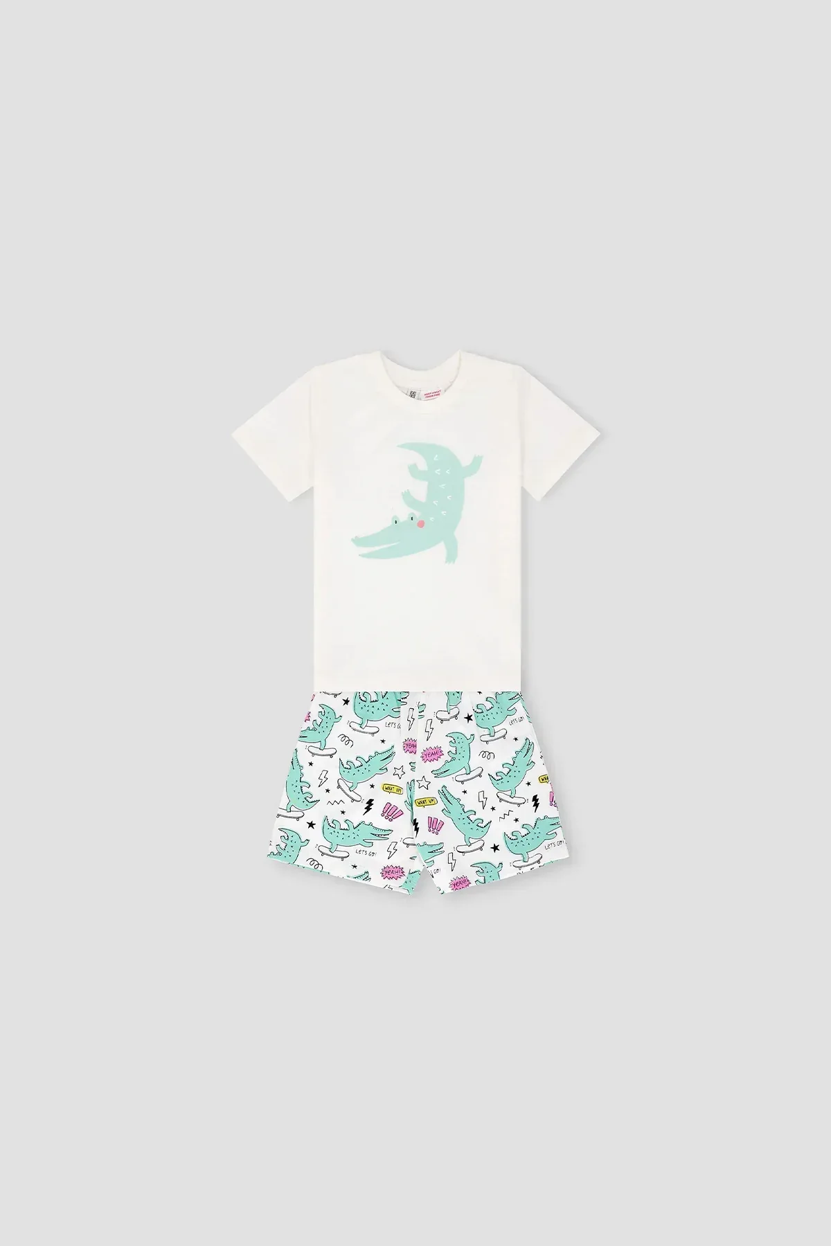 GRAPHIC T-SHIRT & SHORT SUIT FOR BABY BOYS - WHITE