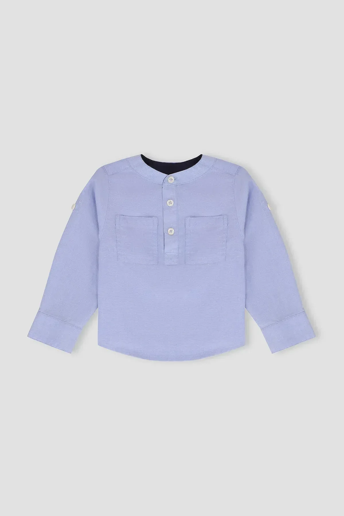BAN COLLAR SOLID SHIRT FOR BABY BOYS