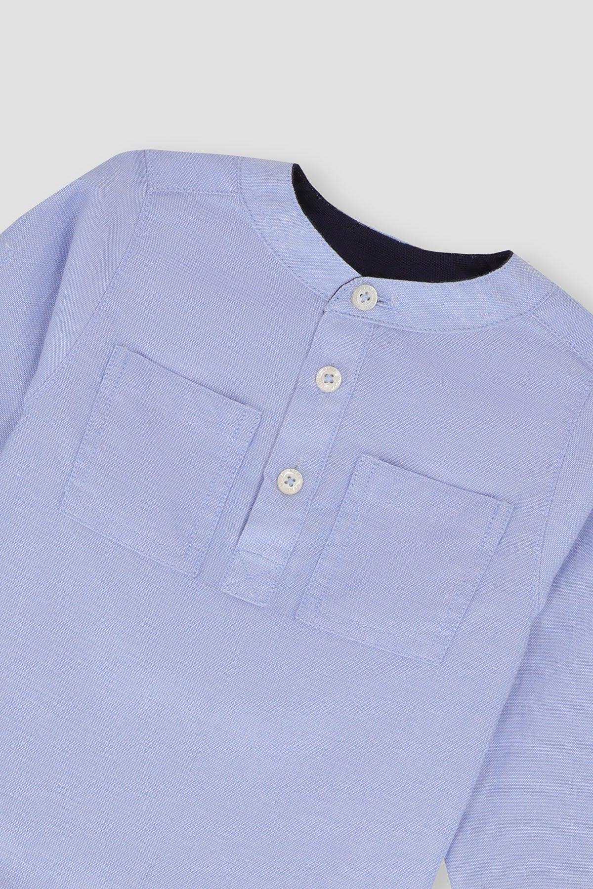 BAN COLLAR SOLID SHIRT FOR BABY BOYS - Image 2