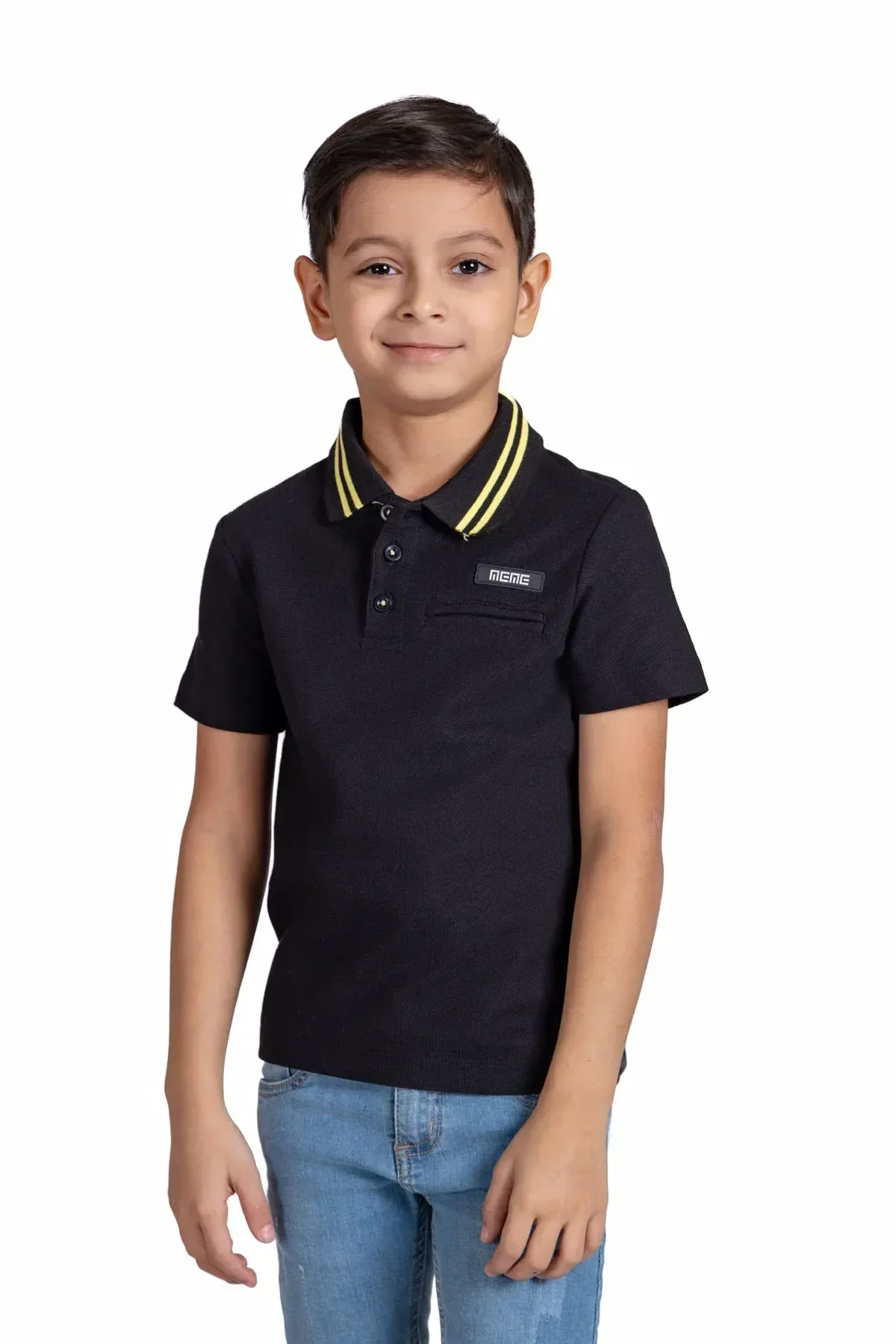 SOLID POLO SHIRT FOR BOYS - BLACK