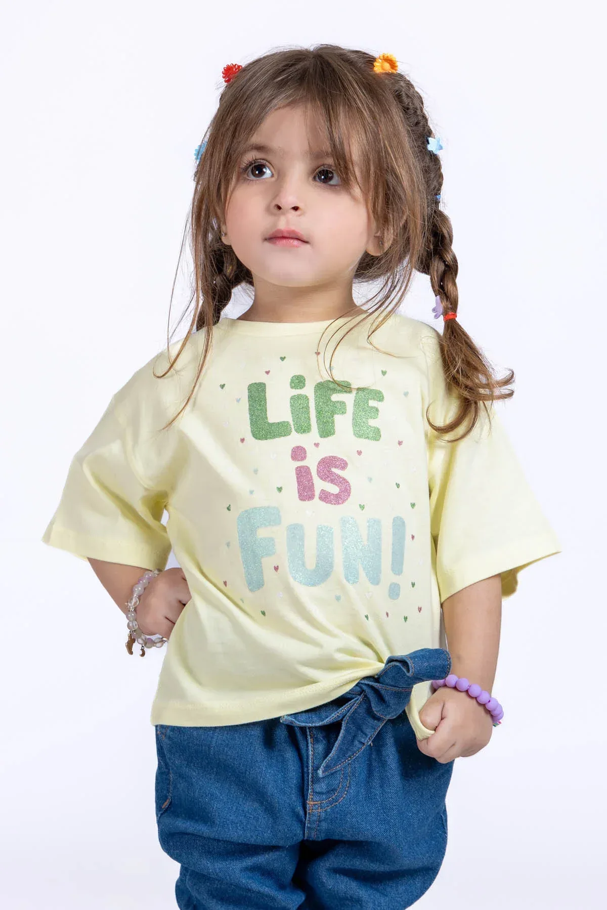 TYPOGRAPHY T-SHIRT FOR BABY GIRLS - YELLOW