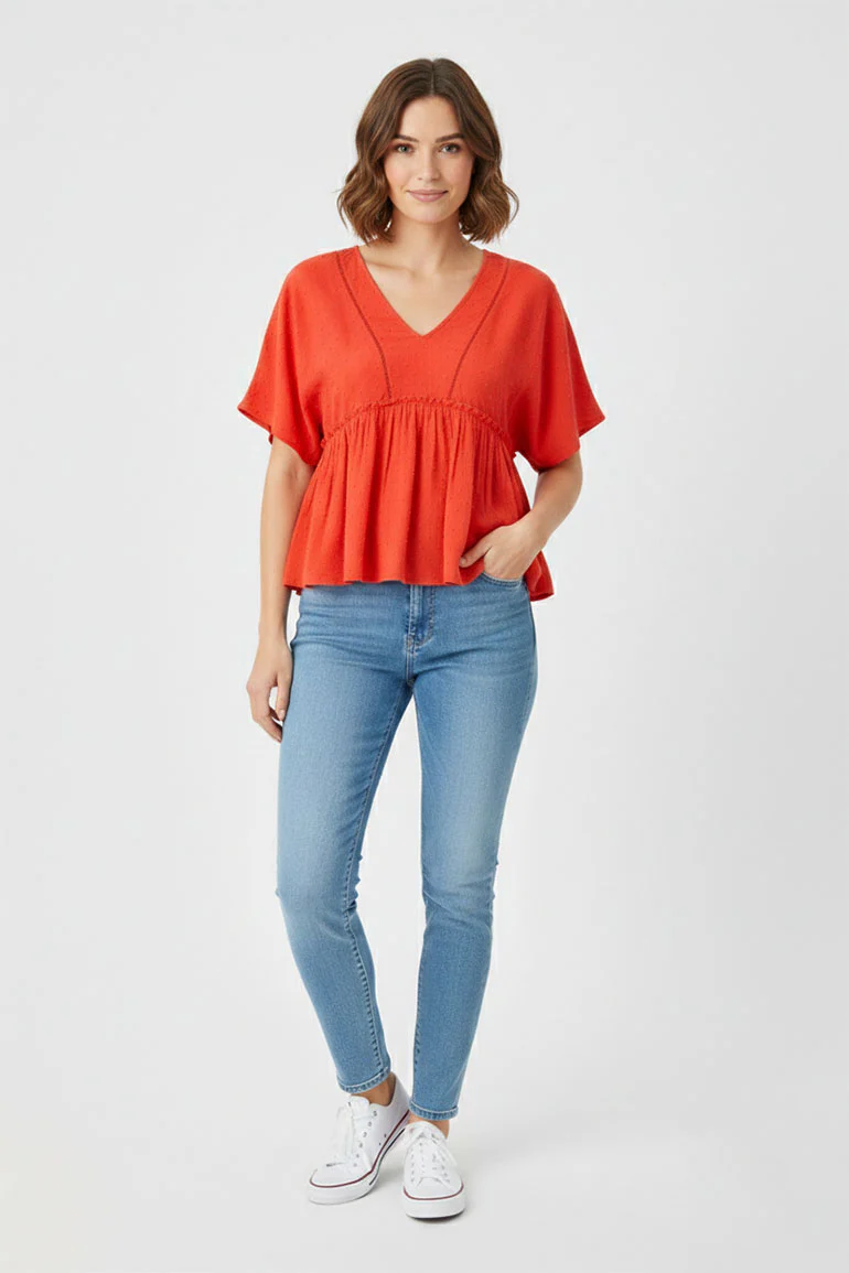 PLEATED BLOUSE FOR WOMEN