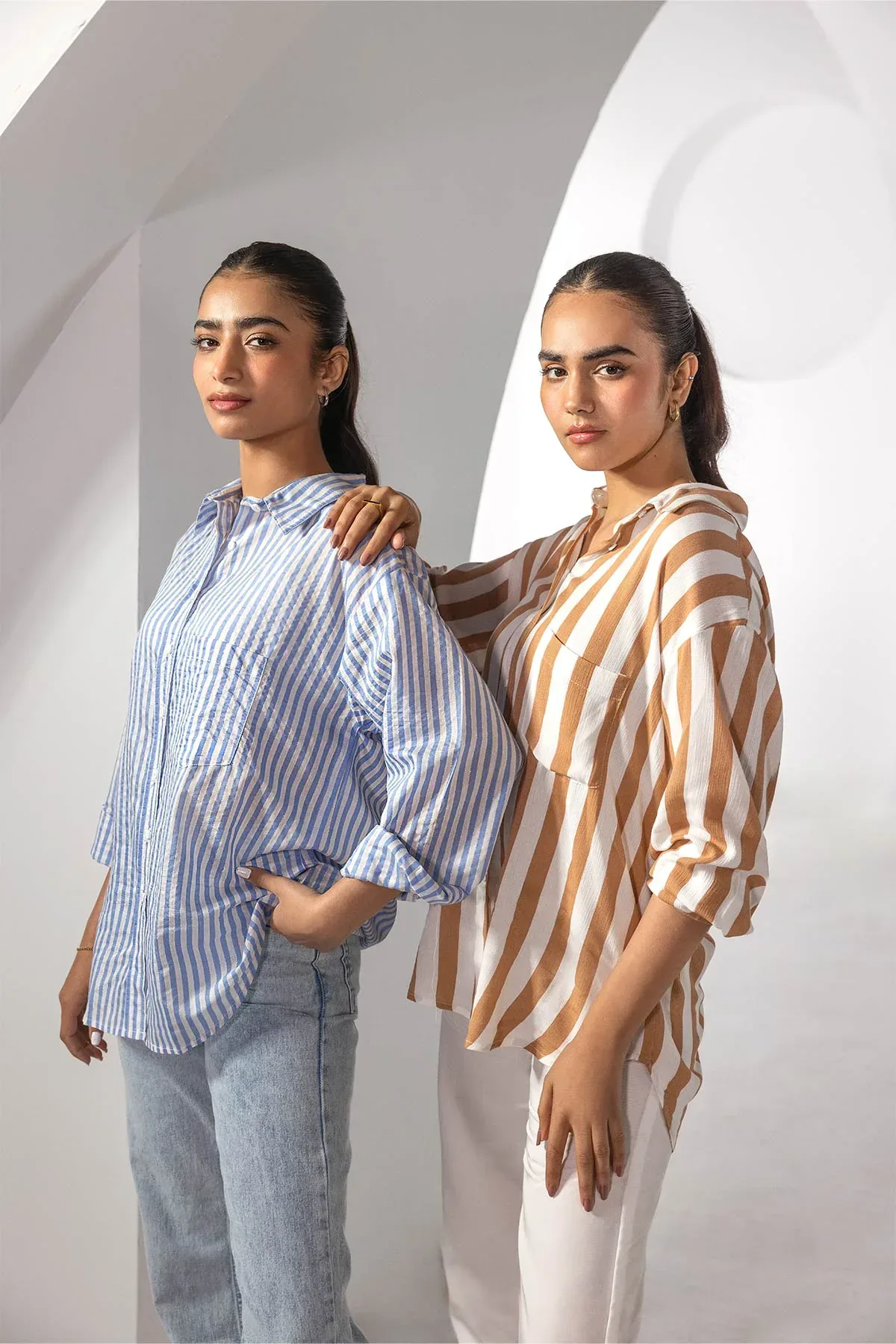 STRIPED SHIRT FOR WOMEN - BLUE STRIPE - Image 2