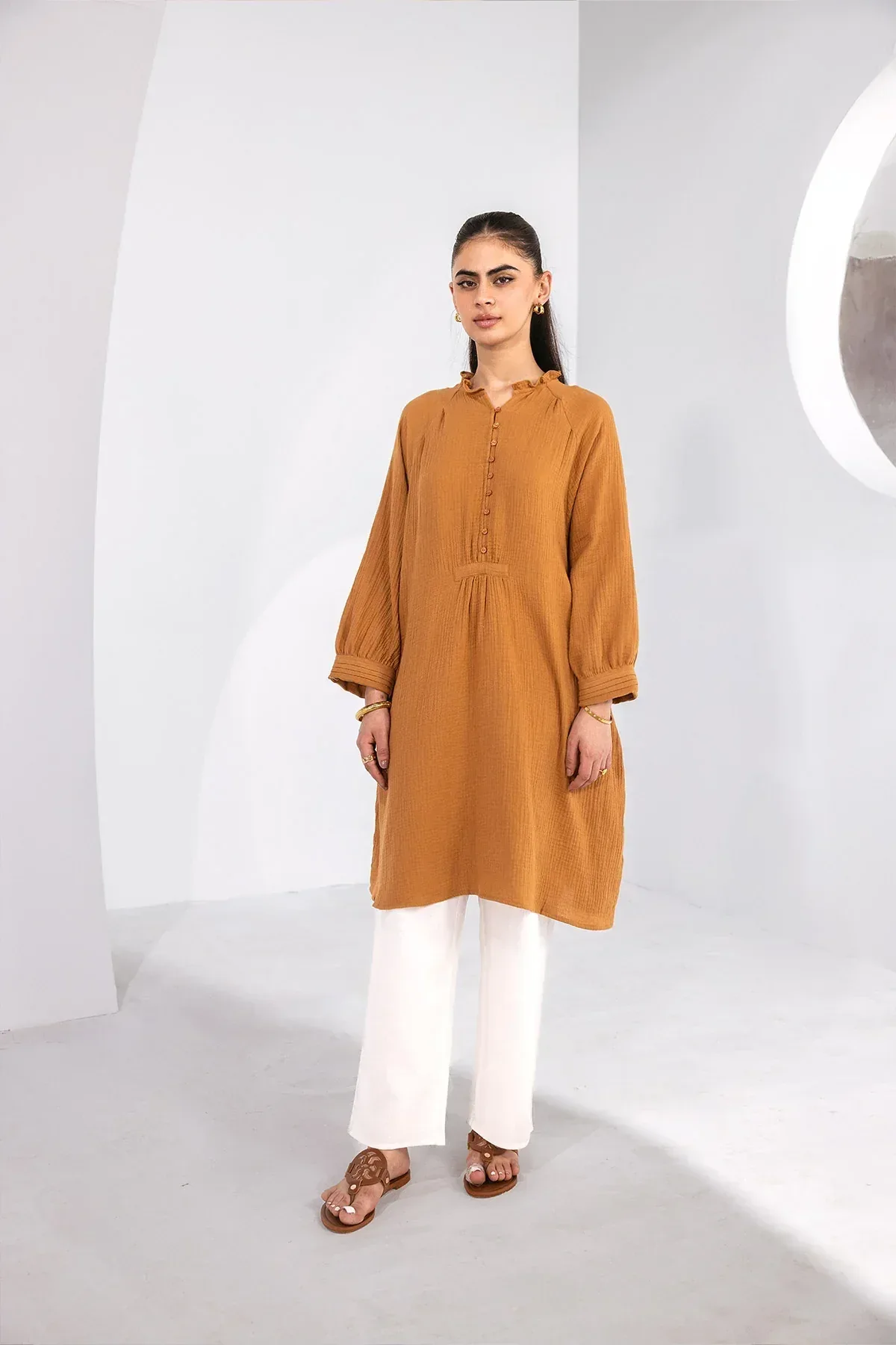 CRINKLED MIDI DRESS FOR WOMEN