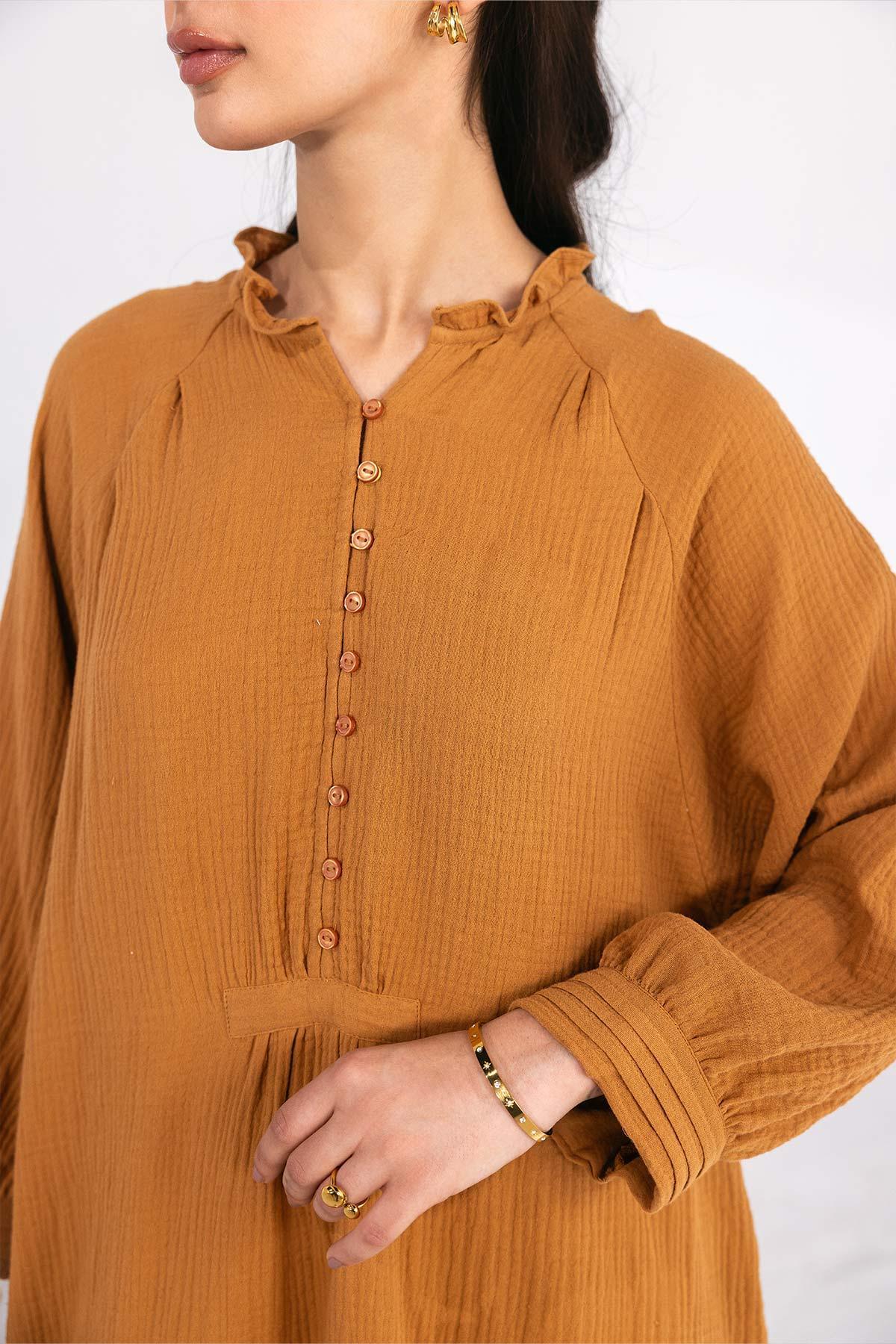 CRINKLED MIDI DRESS FOR WOMEN - Image 3