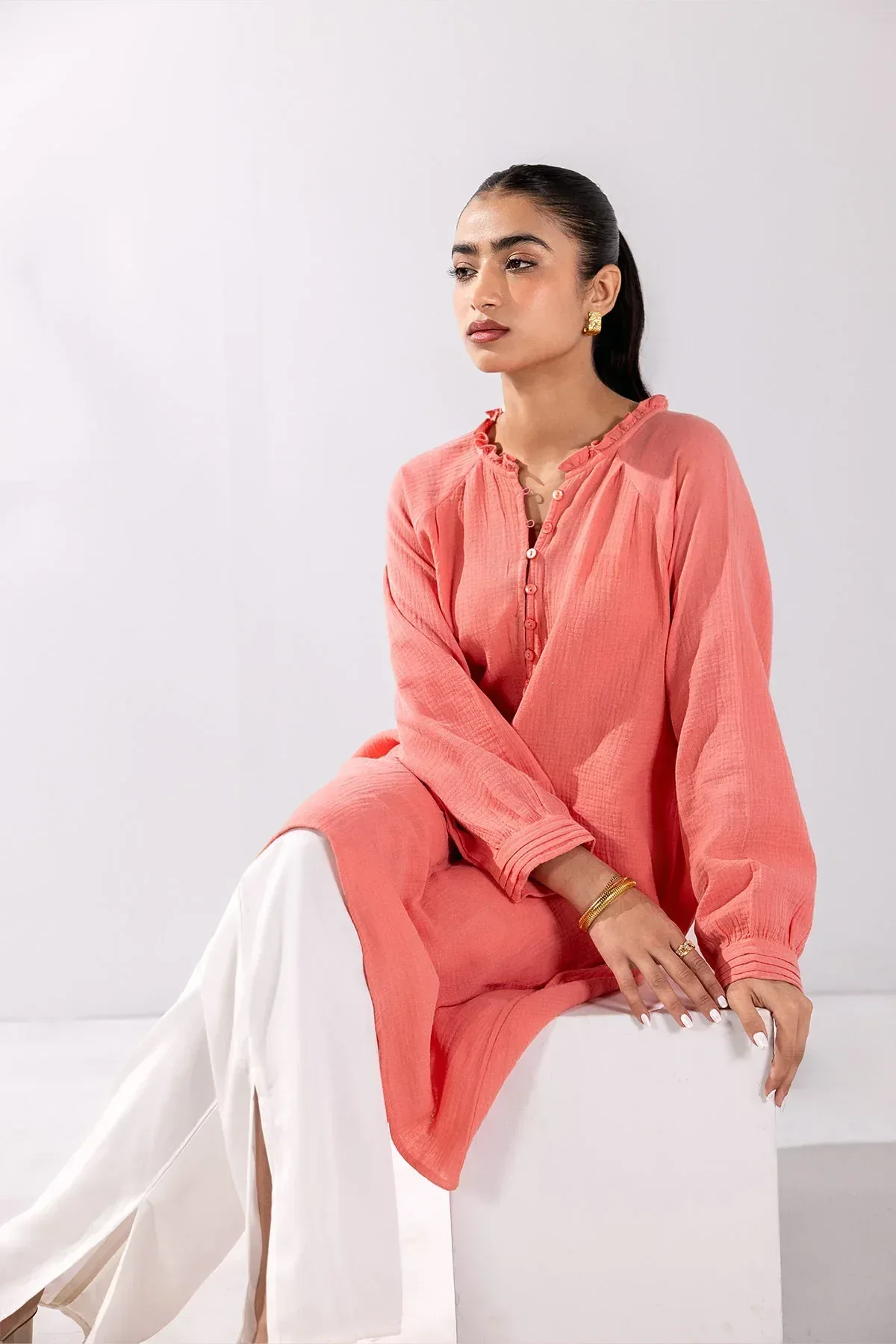 CRINKLED MIDI DRESS FOR WOMEN