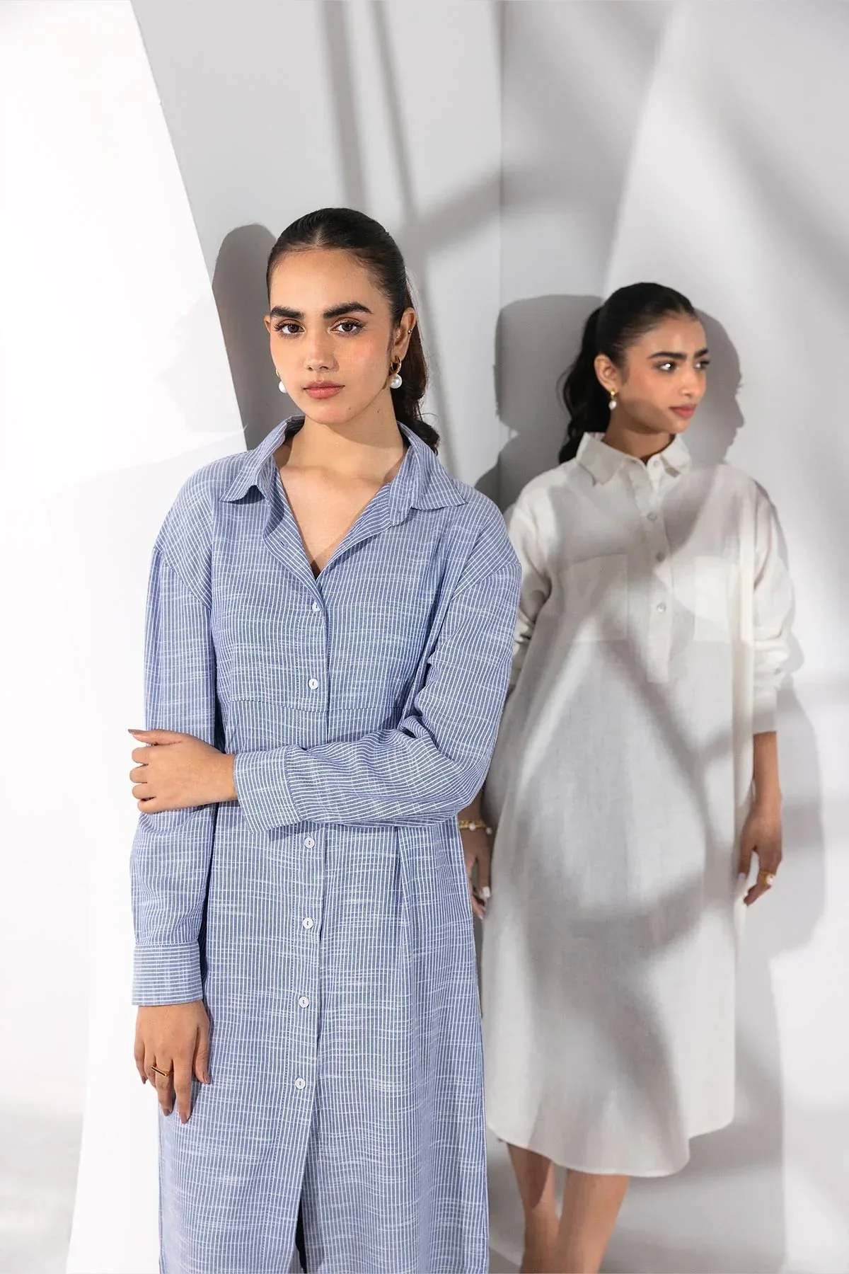 STRIPED LONG DRESS FOR WOMEN - BLUE STRIPE