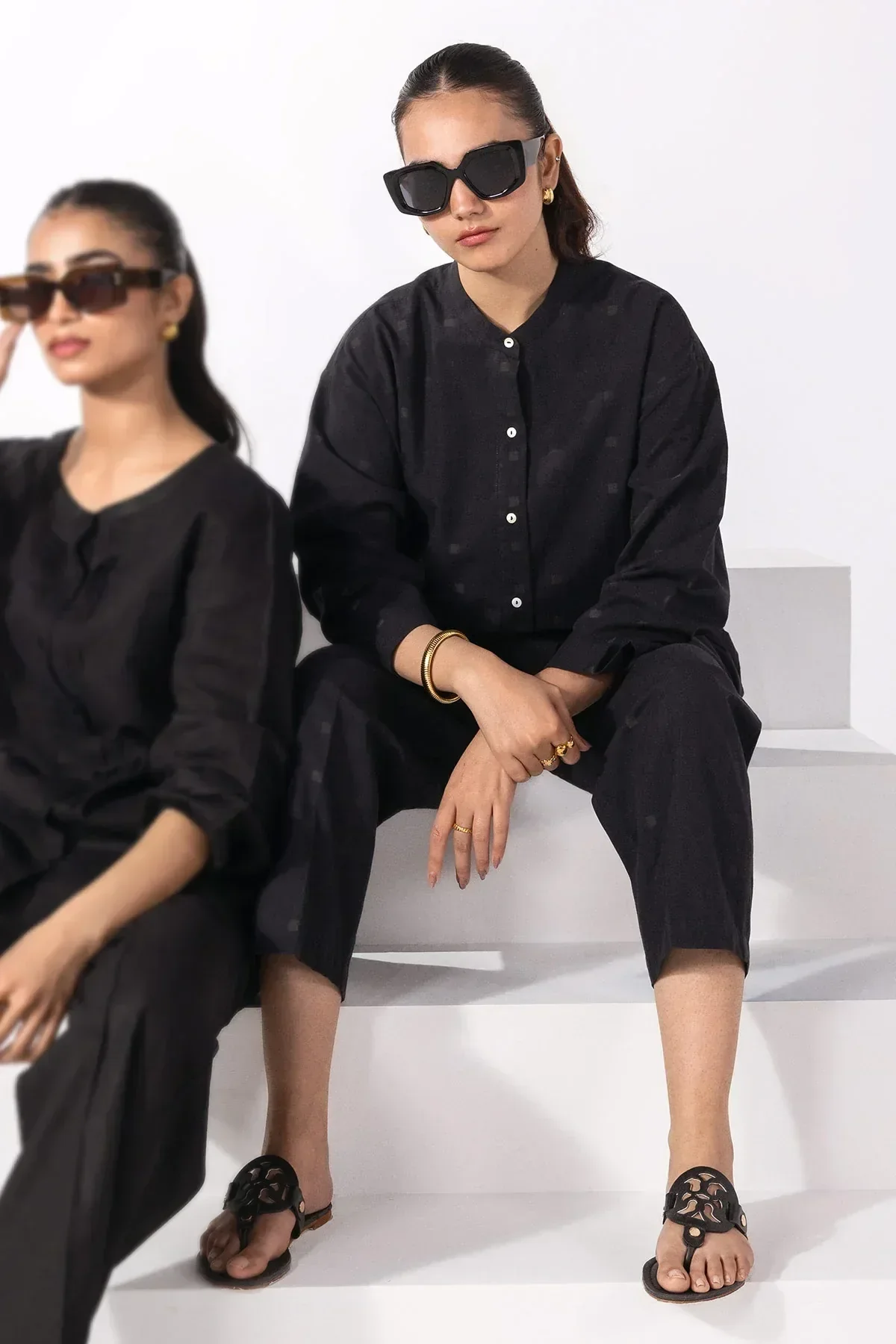 TUNIC CO-ORD SET FOR WOMEN - BLACK - Image 2