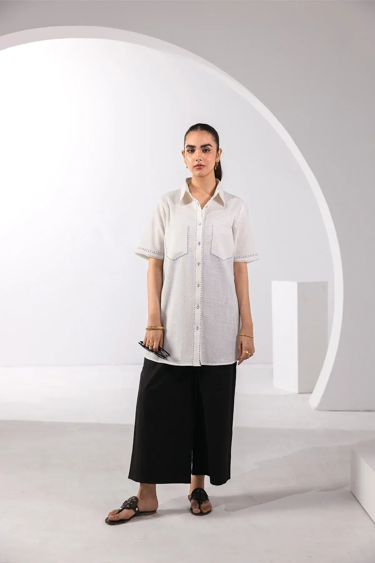 WIDE LEG TROUSER FOR WOMEN - BLACK - Image 2