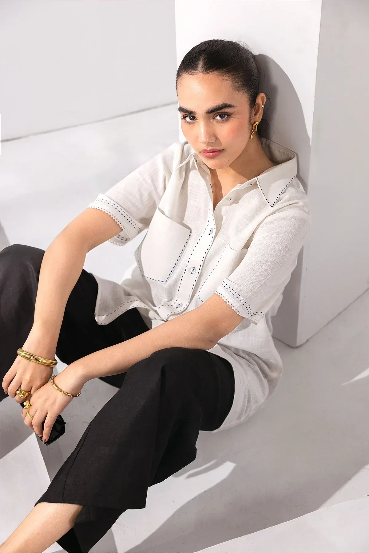WIDE LEG TROUSER FOR WOMEN - BLACK - Image 3