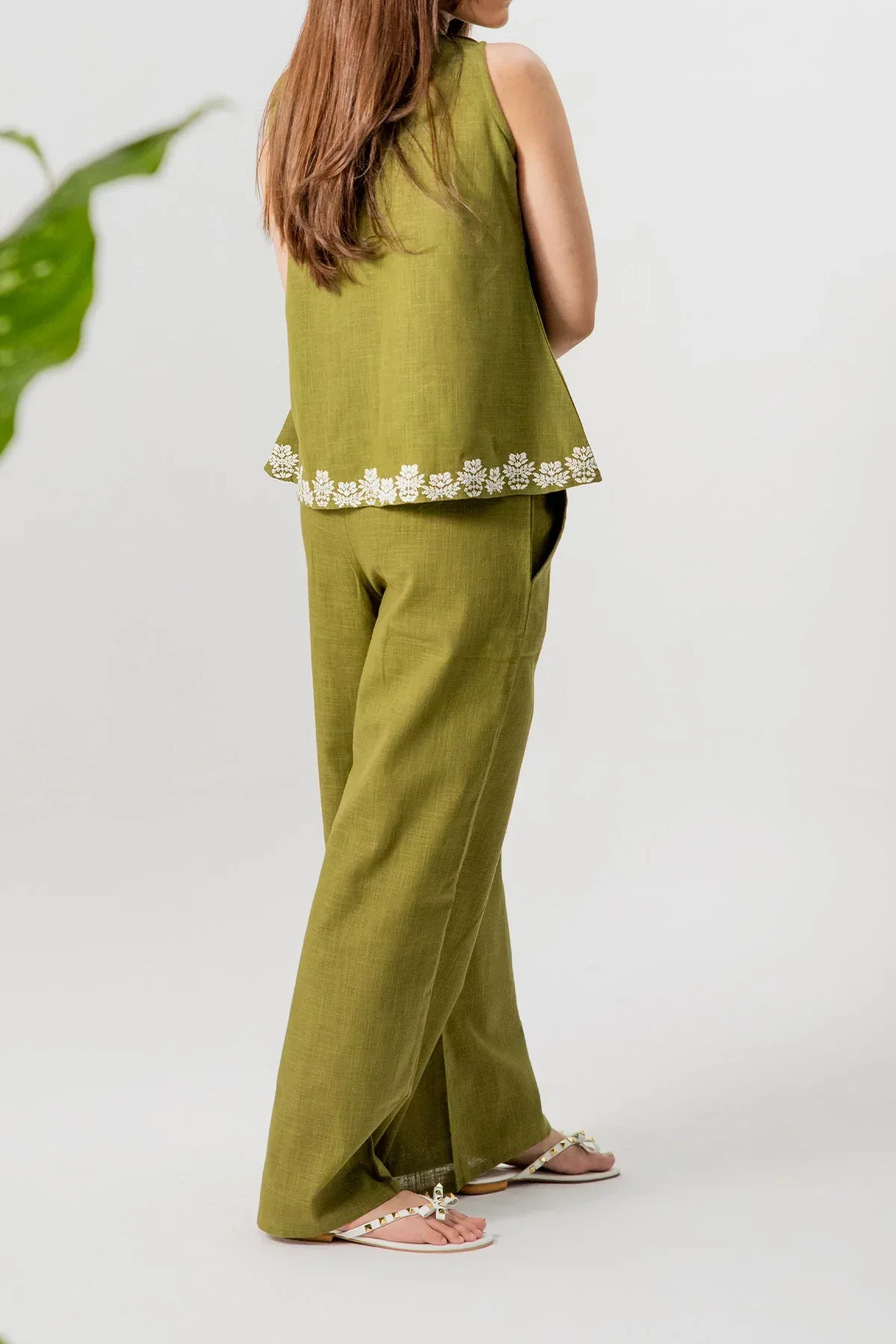 EMBROIDERED CO-ORD SET FOR WOMEN - GREEN - Image 3