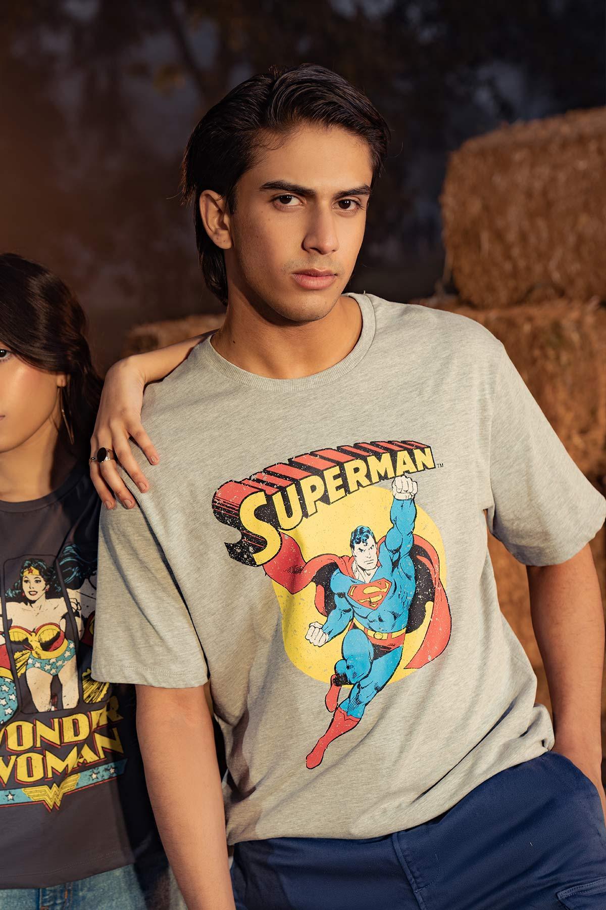 SUPERMAN T-SHIRT FOR MEN - HEATHER GREY - Image 3