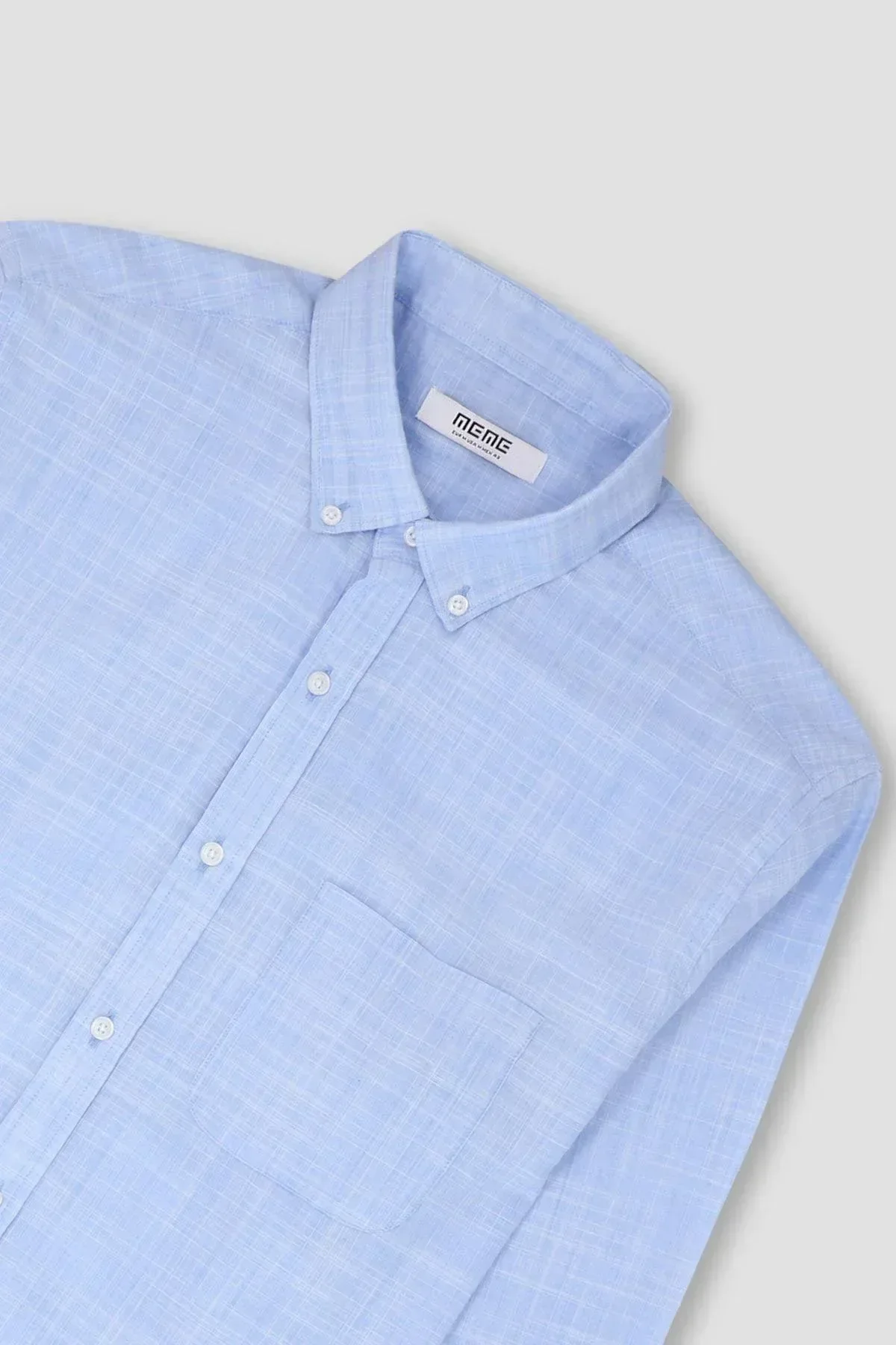 TEXTURE BUTTON DOWN SHIRT FOR MEN - CHAMBRAY - Image 2