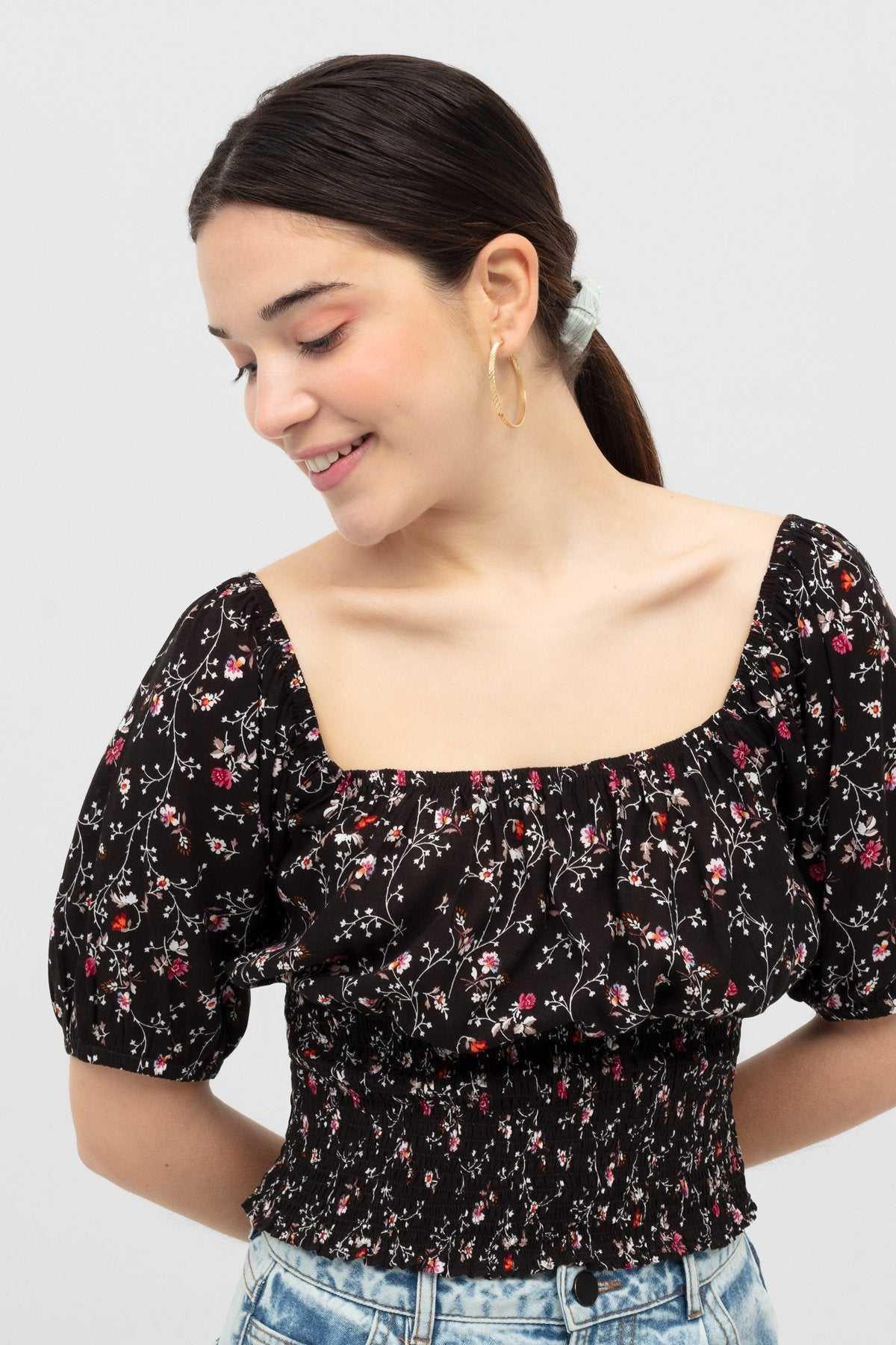 PRINTED SHIRT FOR WOMEN - BLACK