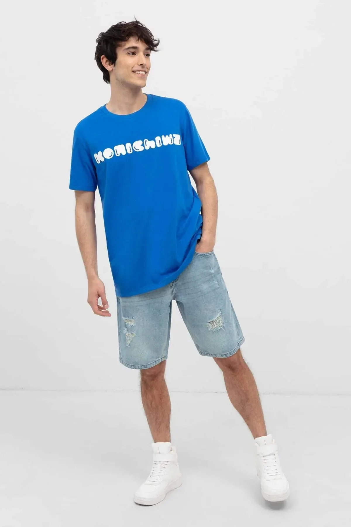 PRINTED T-SHIRT FOR MEN - ROYAL BLUE